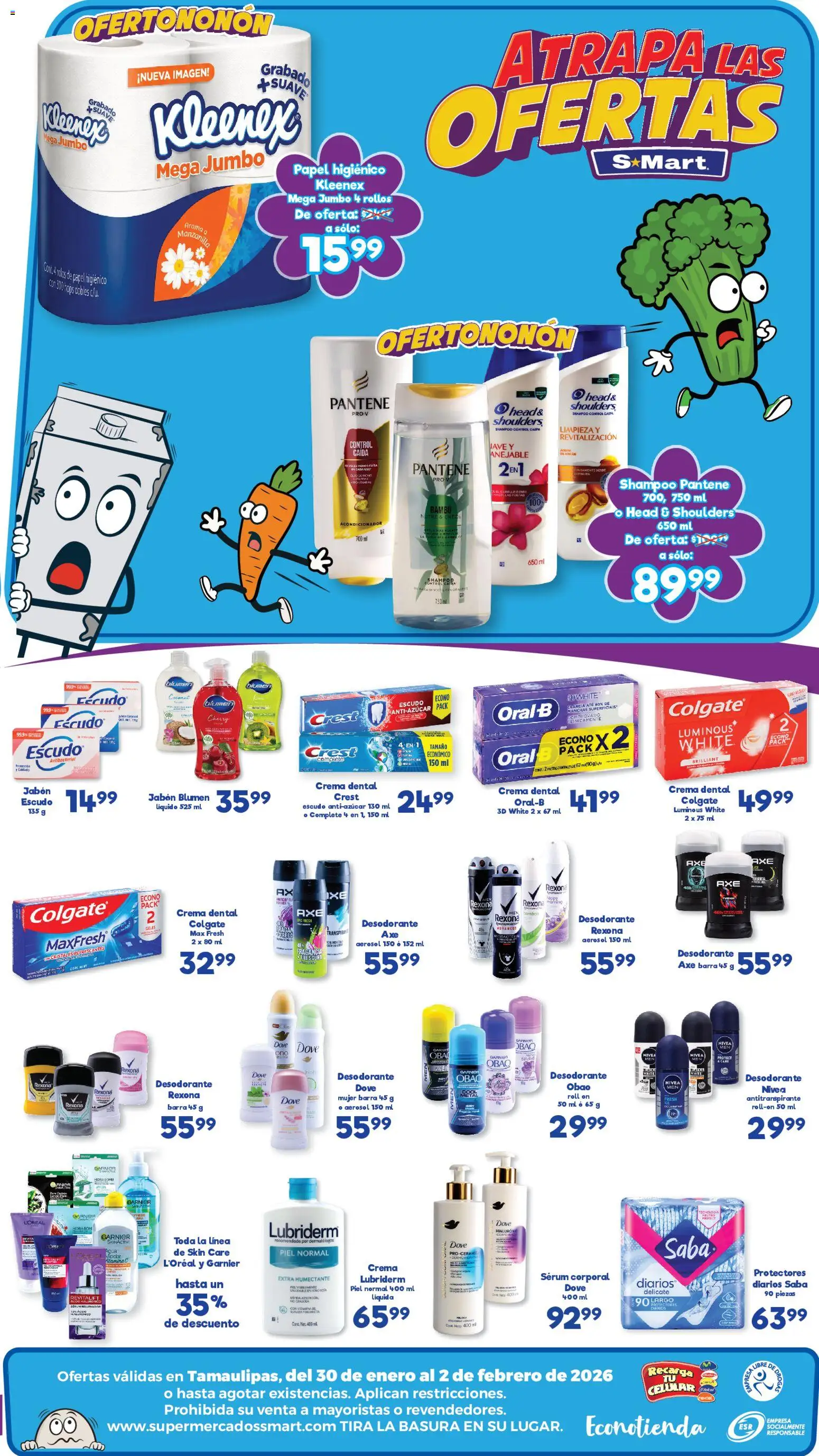 Nuevas ofertas de S-Mart válidas en toda la República Mexicana desde el 30.01.2026. ¡Encuentra las mejores ofertas en S-Mart folleto Ofertas de feria Reynosa! | Página: 2 | Productos: Serum, Crema, Protectores diarios, Papel higiénico