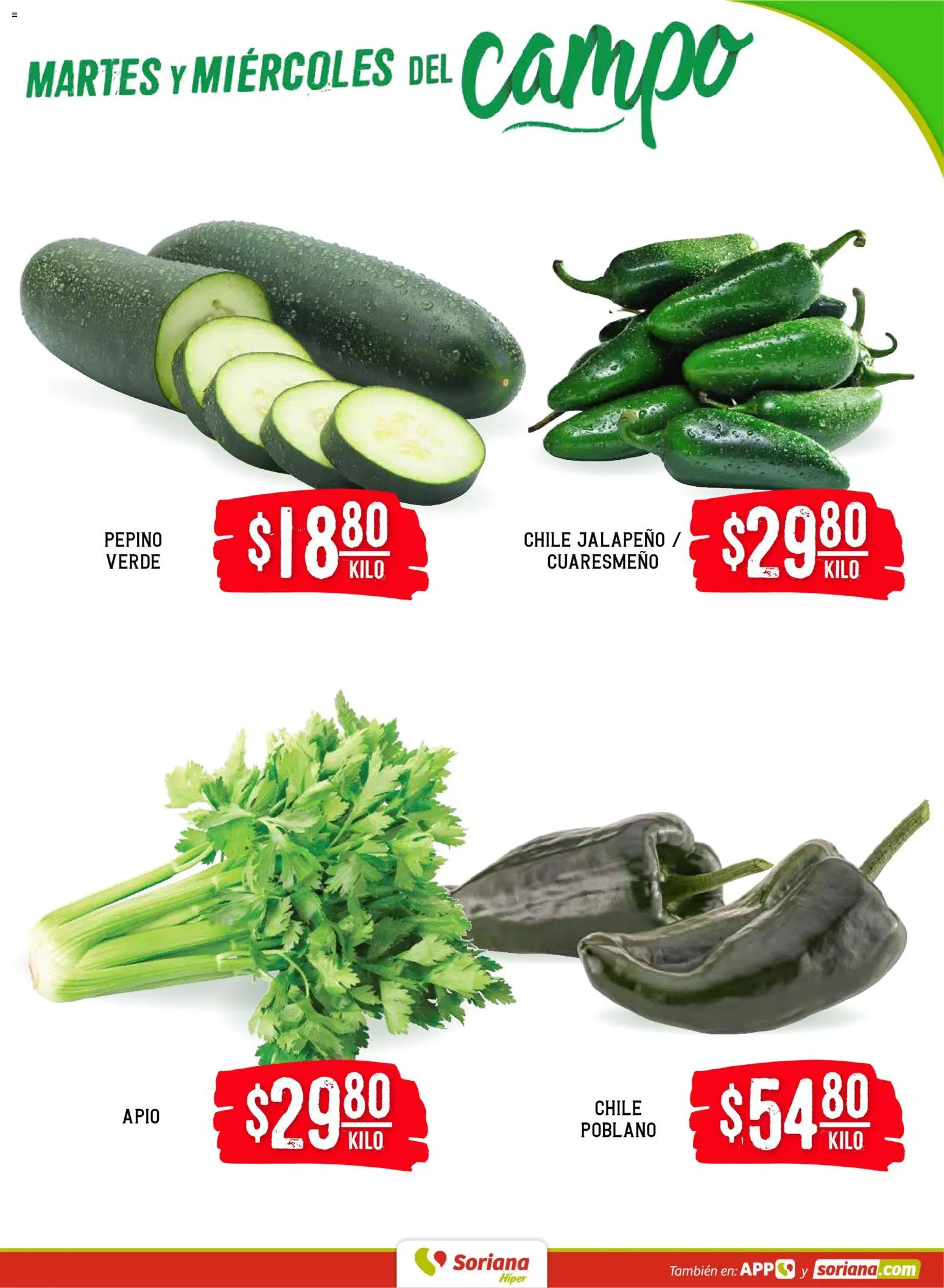 Nuevas ofertas de Soriana válidas en toda la República Mexicana desde el 03.02.2026. ¡Encuentra las mejores ofertas en Soriana - Martes y Miércoles del Campo Híper: Ver, Tab, Chis, Camp, Yuc y Q. Roo! | Página: 3 | Productos: Apio