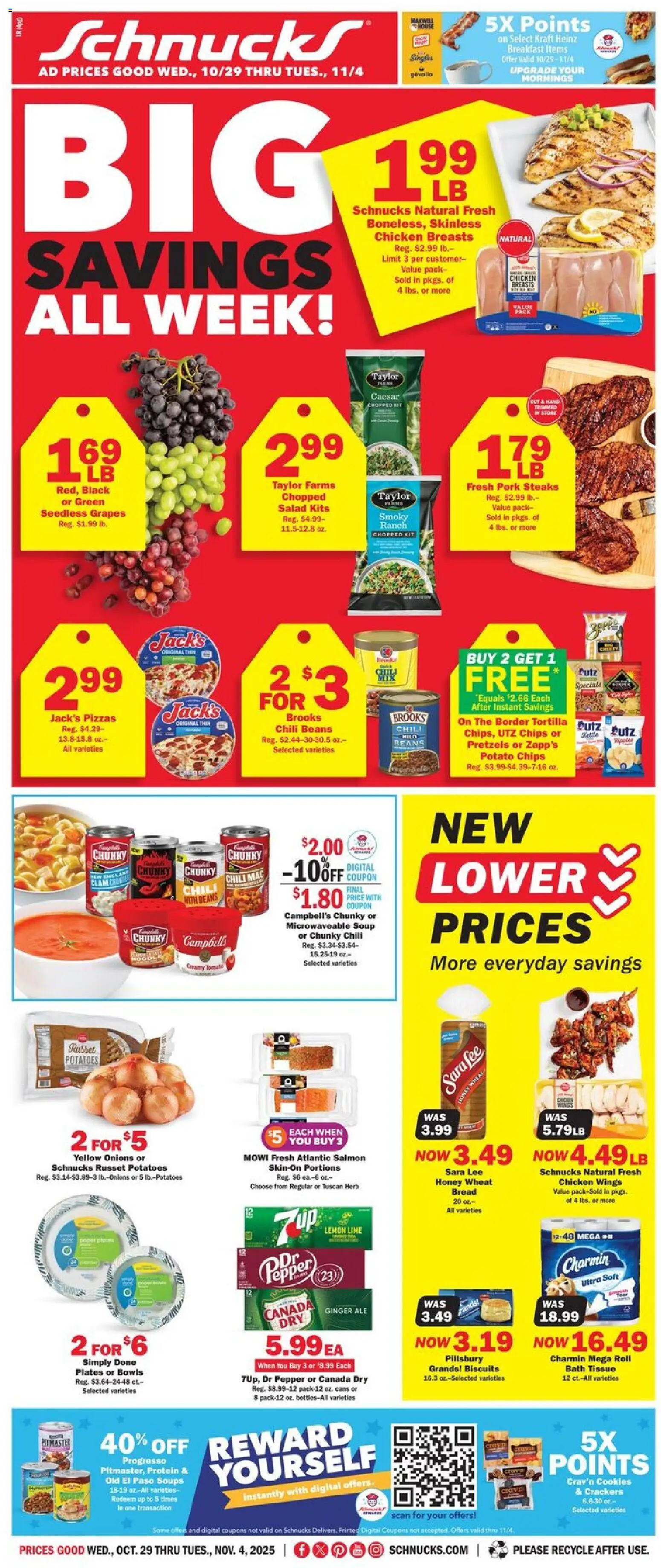 Schnucks Weekly Print Ad - IL - valid from 29.10.2025 | Page: 1 | Products: Bath, Chips, Salad, Grapes