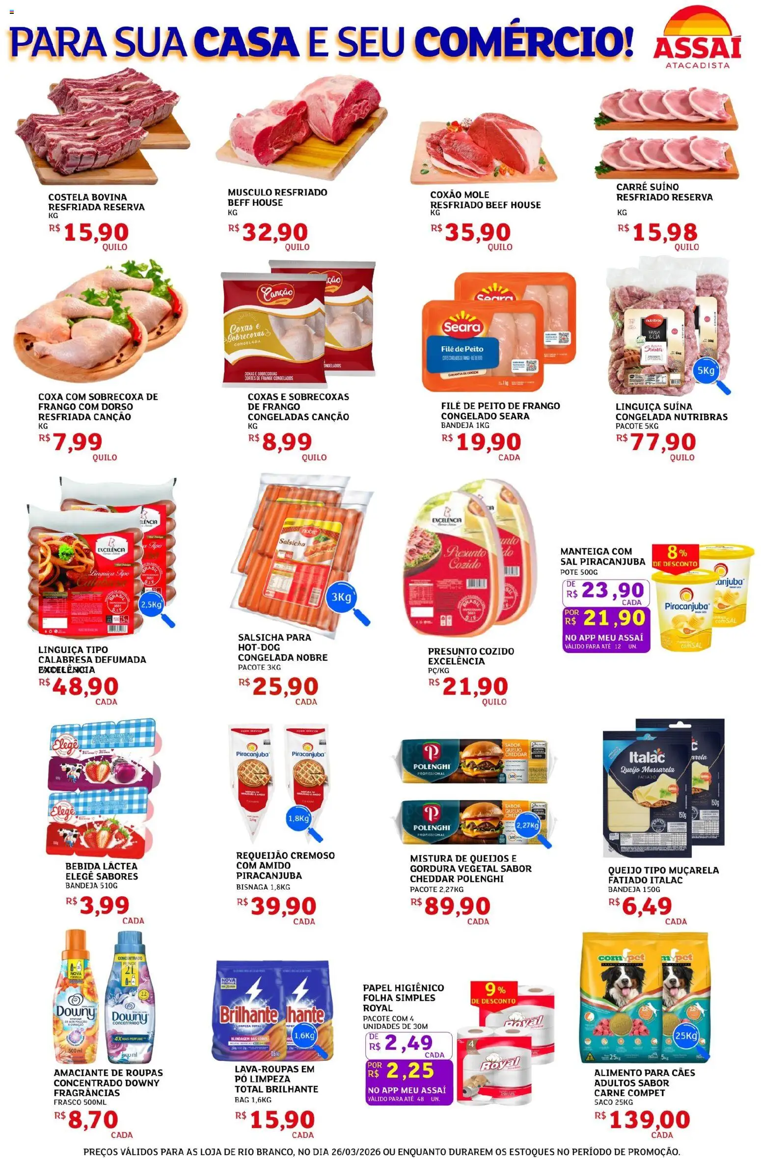 Assaí Atacadista Folheto - válido de 26.03.2026 | Página: 3 | Produtos: Carne, Bebida, Sal, Requeijão