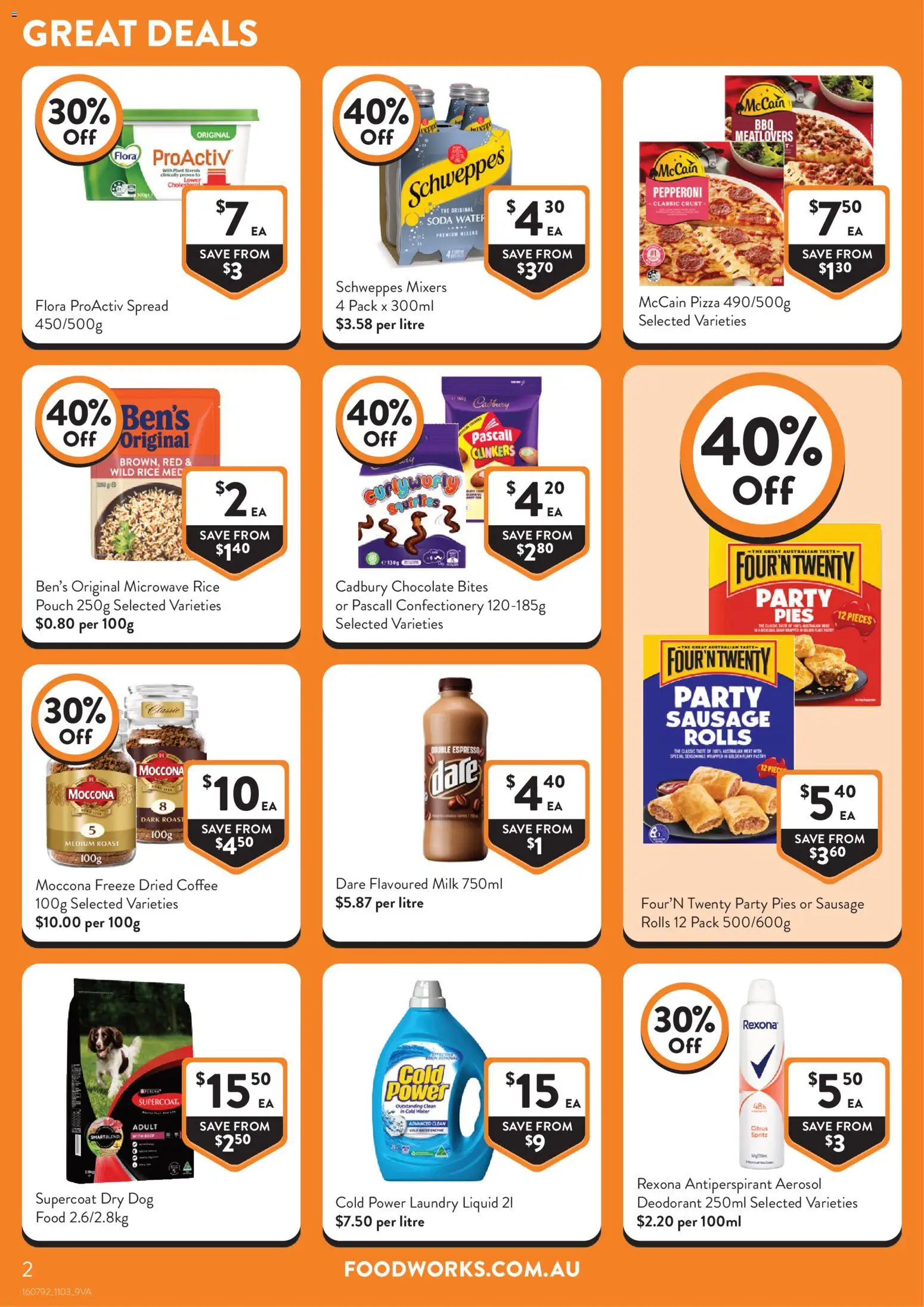 Foodworks catalogue - valid from 11.03.2026 | Page: 2 | Products: Milk, Rice, Antiperspirant, Water