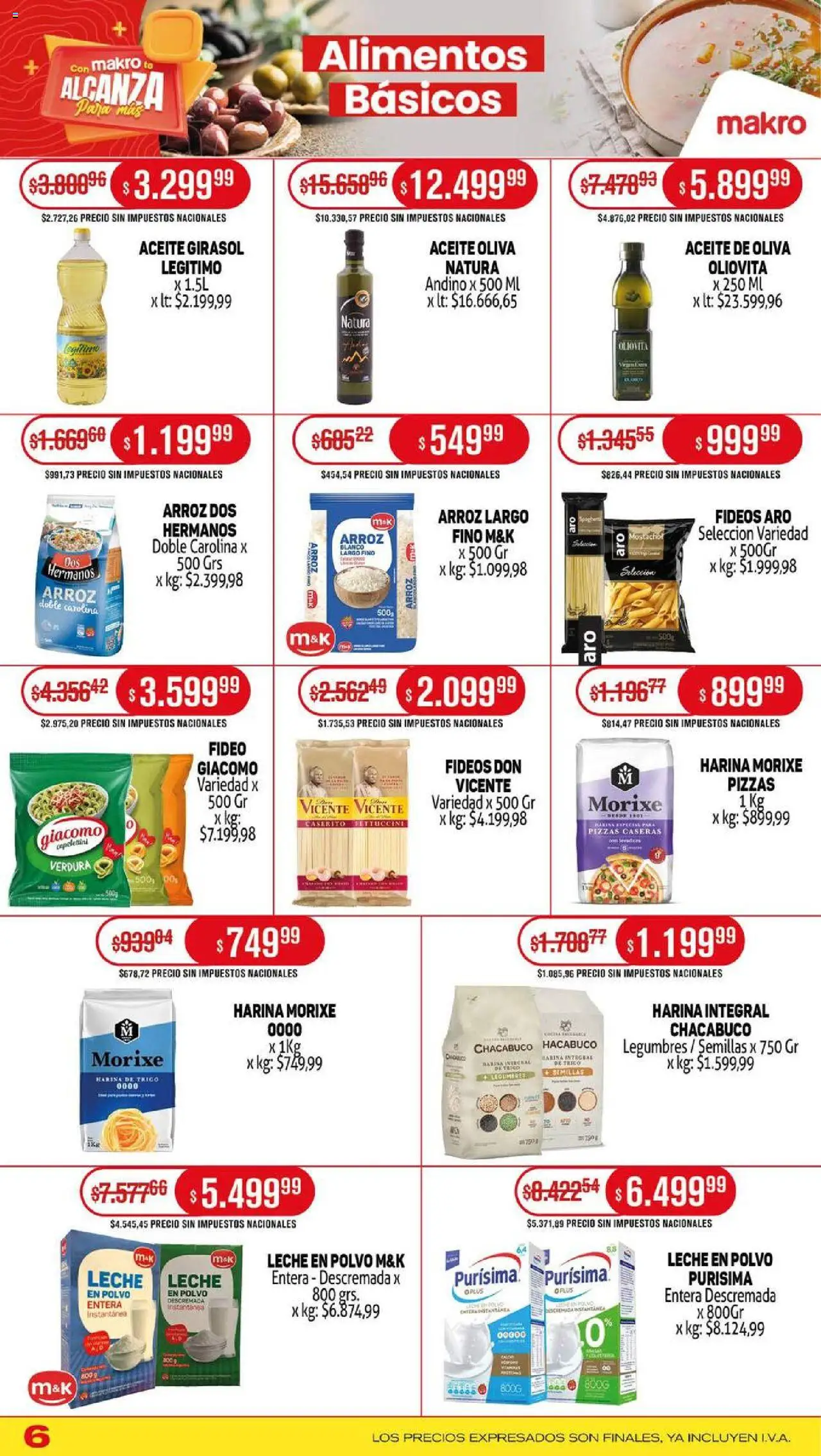 Makro ofertas │ válido desde el 07.08.2025 | Página: 6 | Productos: Leche en polvo, Polvo, Oliva, Leche
