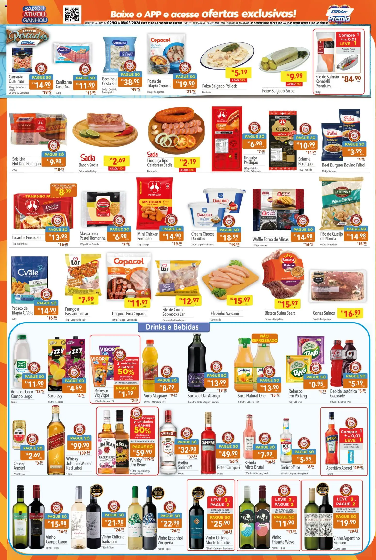 Supermercados Condor Folheto - válido de 02.03.2026 | Página: 3 | Produtos: Queijo, Pão, Tilápia, Pão de queijo