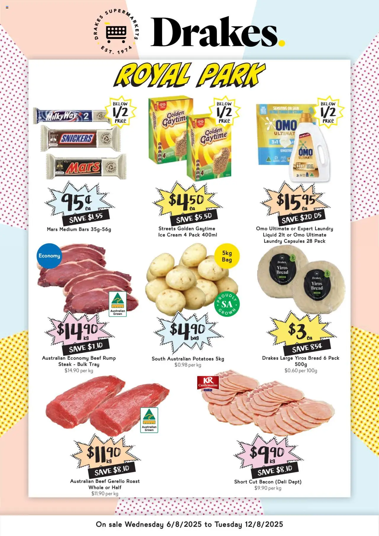 Drakes catalogue - valid from 06.08.2025 | Page: 1 | Products: Bacon, Bread, Ice cream, Steak