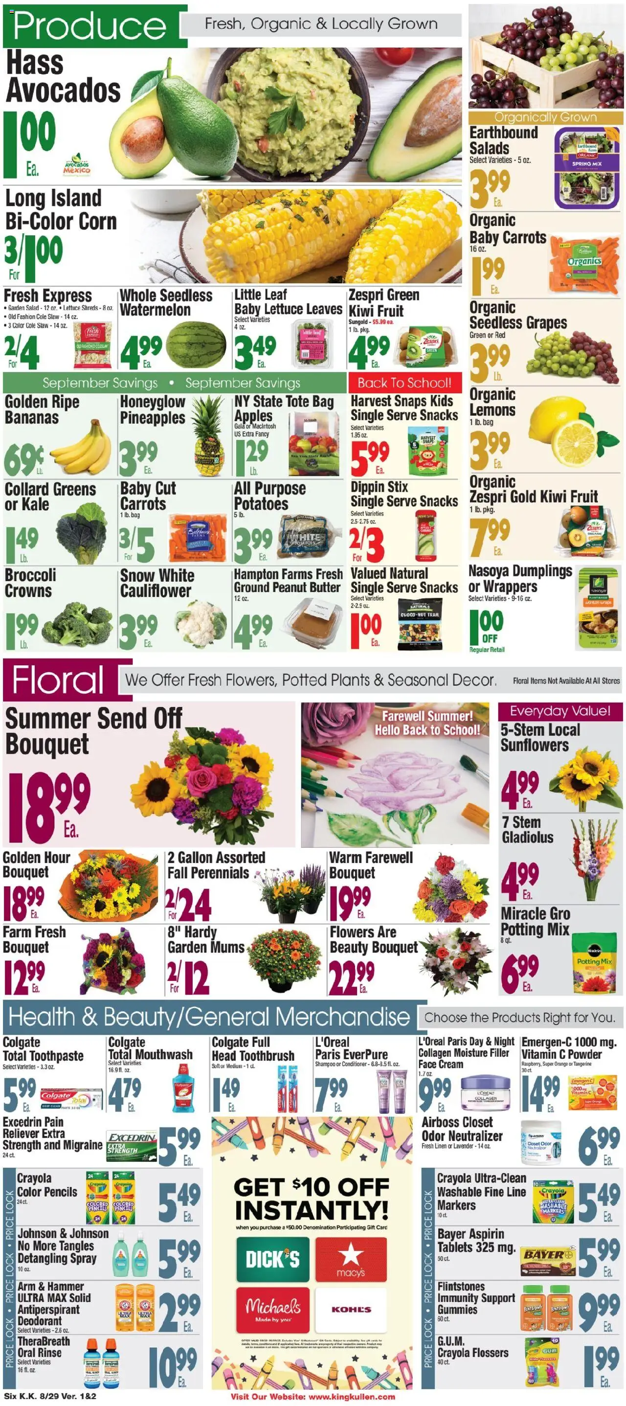 King Kullen Weekly Ad - valid from 29.08.2025 | Page: 6 | Products: Hammer, Conditioner, Antiperspirant, Cauliflower