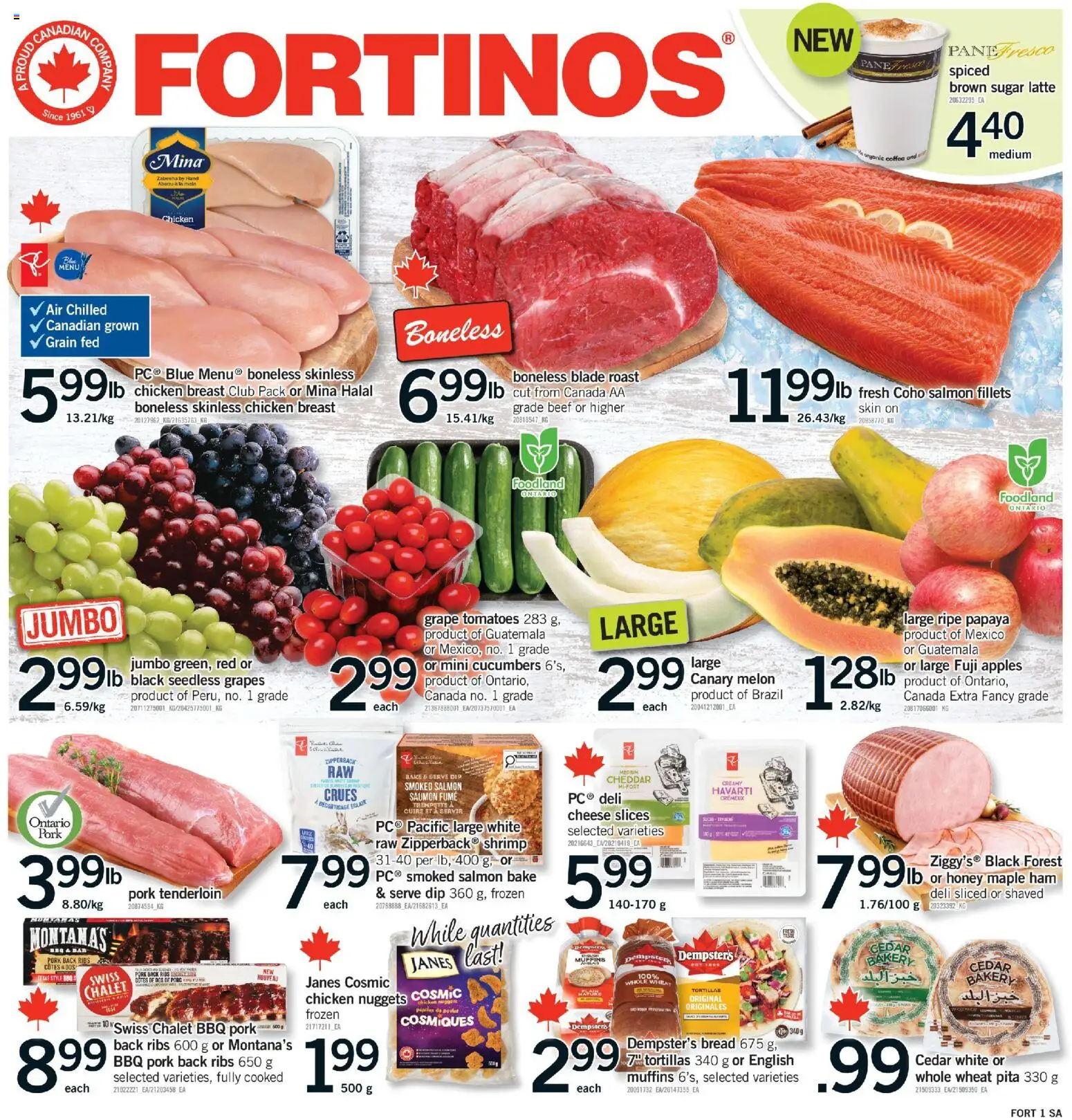 Fortinos flyer valid from 22.01.2026 | Page: 1 | Products: Beef, Cucumbers, Cheese, Tomatoes