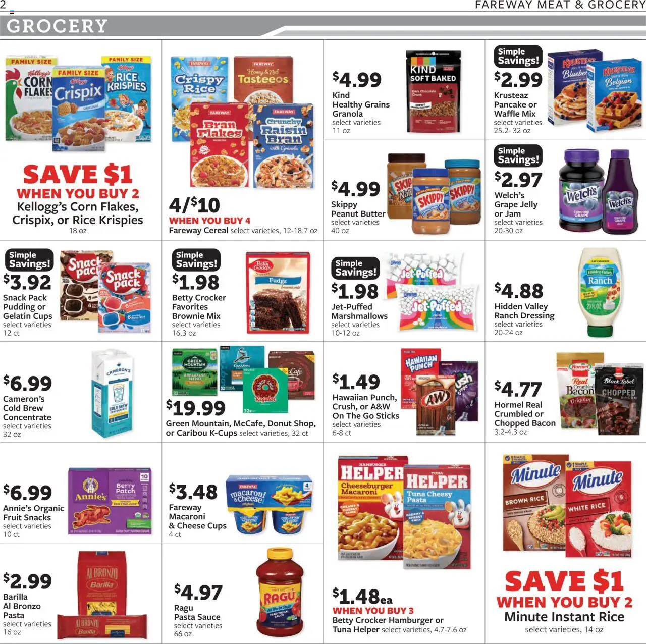Fareway Weekly Ad - valid from 04.08.2025 | Page: 2 | Products: Cheese, Rice, Pasta, Sauce
