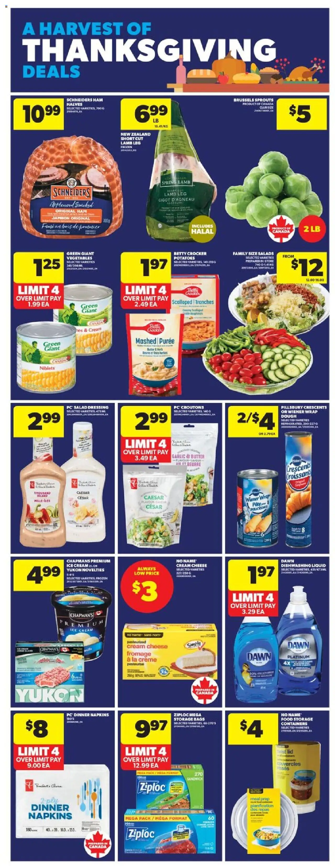 Real Canadian Superstore flyer valid from 09.10.2025 | Page: 8 | Products: Salad, Potatoes, Butter, Ham
