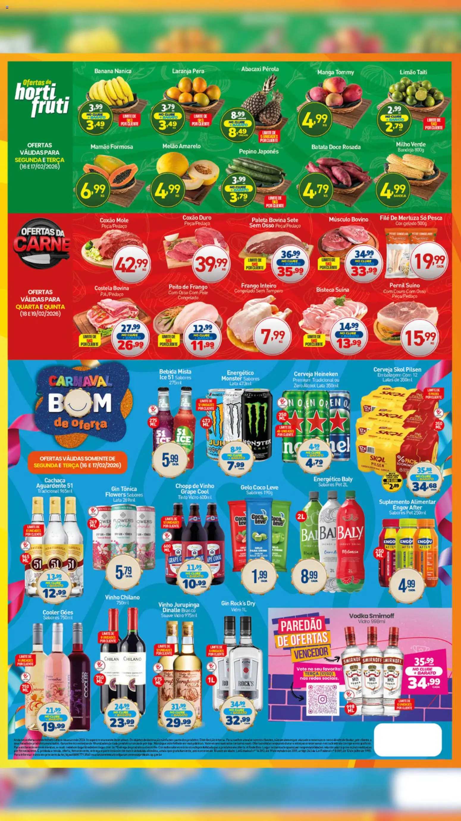 Rede Bom Lugar Folheto - válido de 16.02.2026 | Página: 4 | Produtos: Melancia, Pernil, Heineken, Vodka