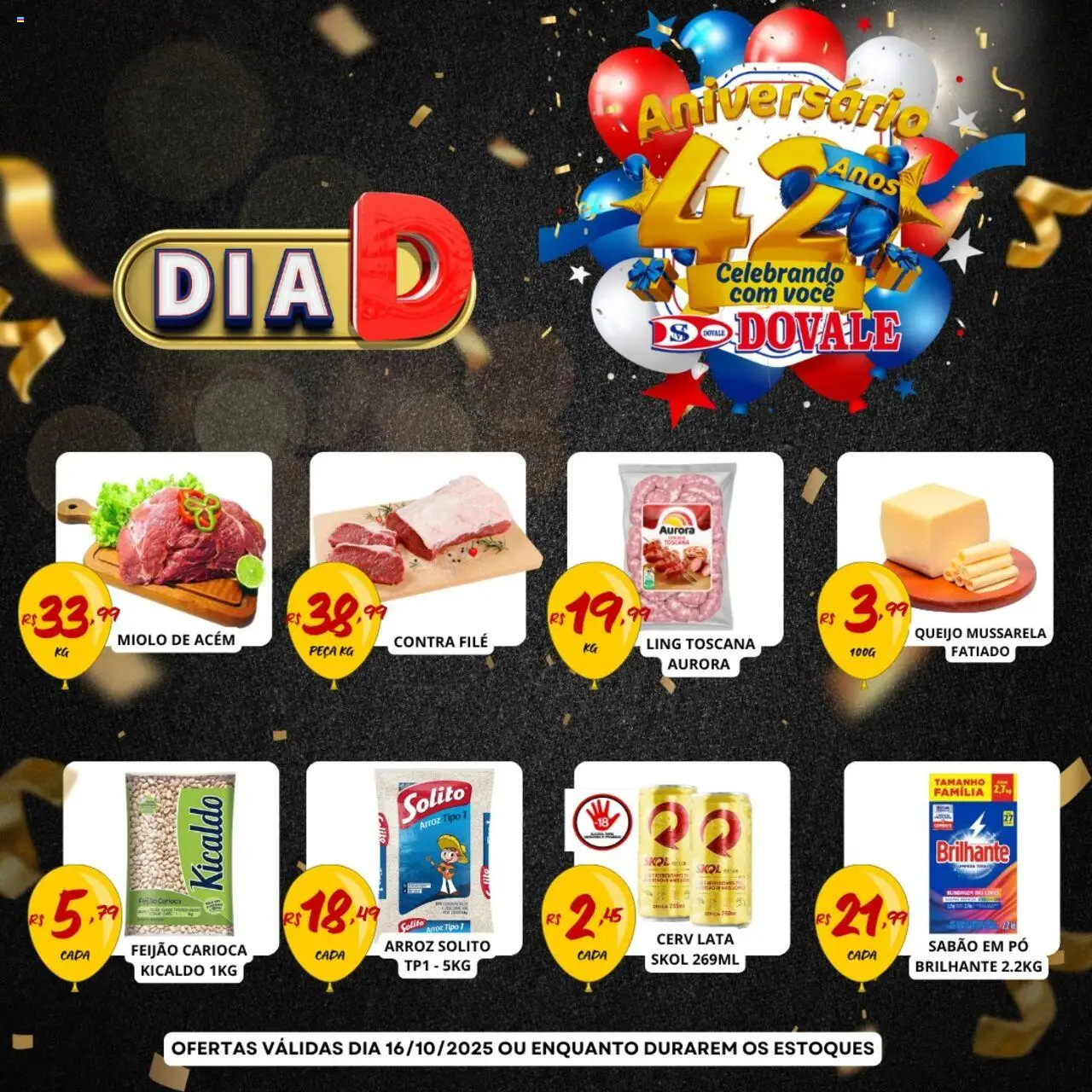 Dovale Folheto - válido de 16.10.2025 | Página: 1 | Produtos: Pó, Acém, Arroz, Mussarela