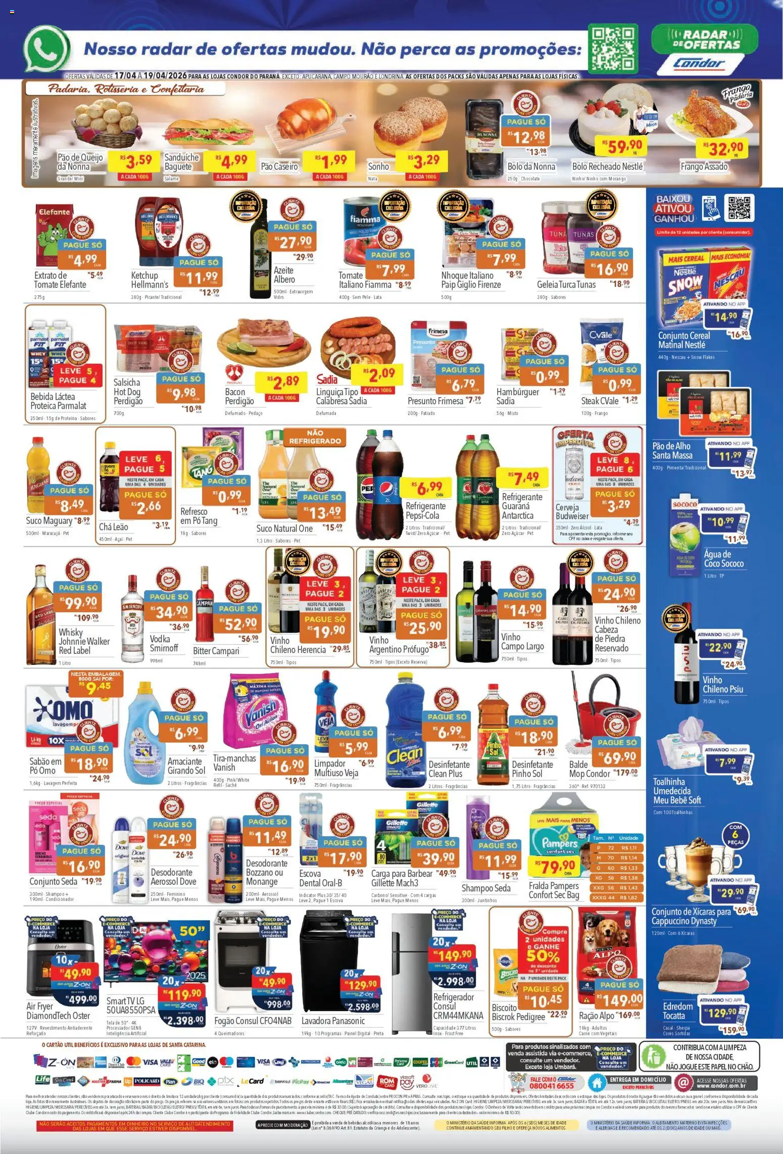 Supermercados Condor Folheto - válido de 17.04.2026 | Página: 2 | Produtos: Shampoo, Pão, Nata, Campari