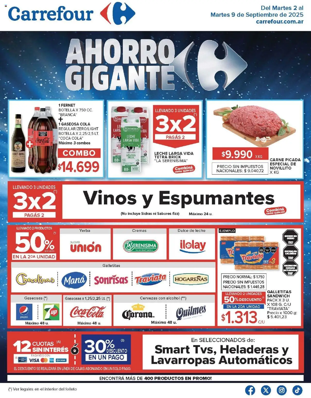 Carrefour ofertas - Chubut │ válido desde el 02.09.2025 | Página: 2 | Productos: Galletitas, Fernet, Gaseosa, Lavarropas