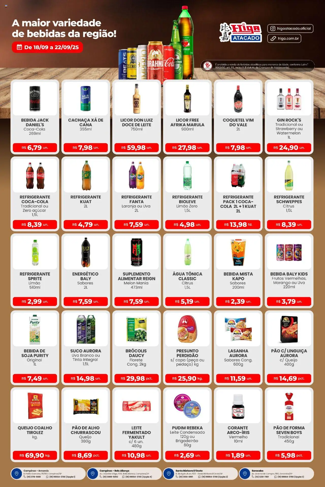 Higa Atacado Folheto - válido de 18.09.2025 | Página: 3 | Produtos: Fanta, Licor, Pão, Brócolis