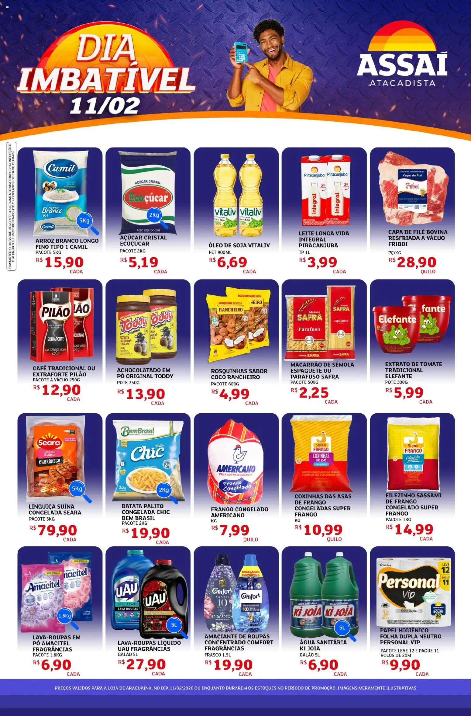 Assaí Atacadista Folheto - válido de 11.02.2026 | Página: 1 | Produtos: Coco, Espaguete, Amaciante de roupas, Roupas