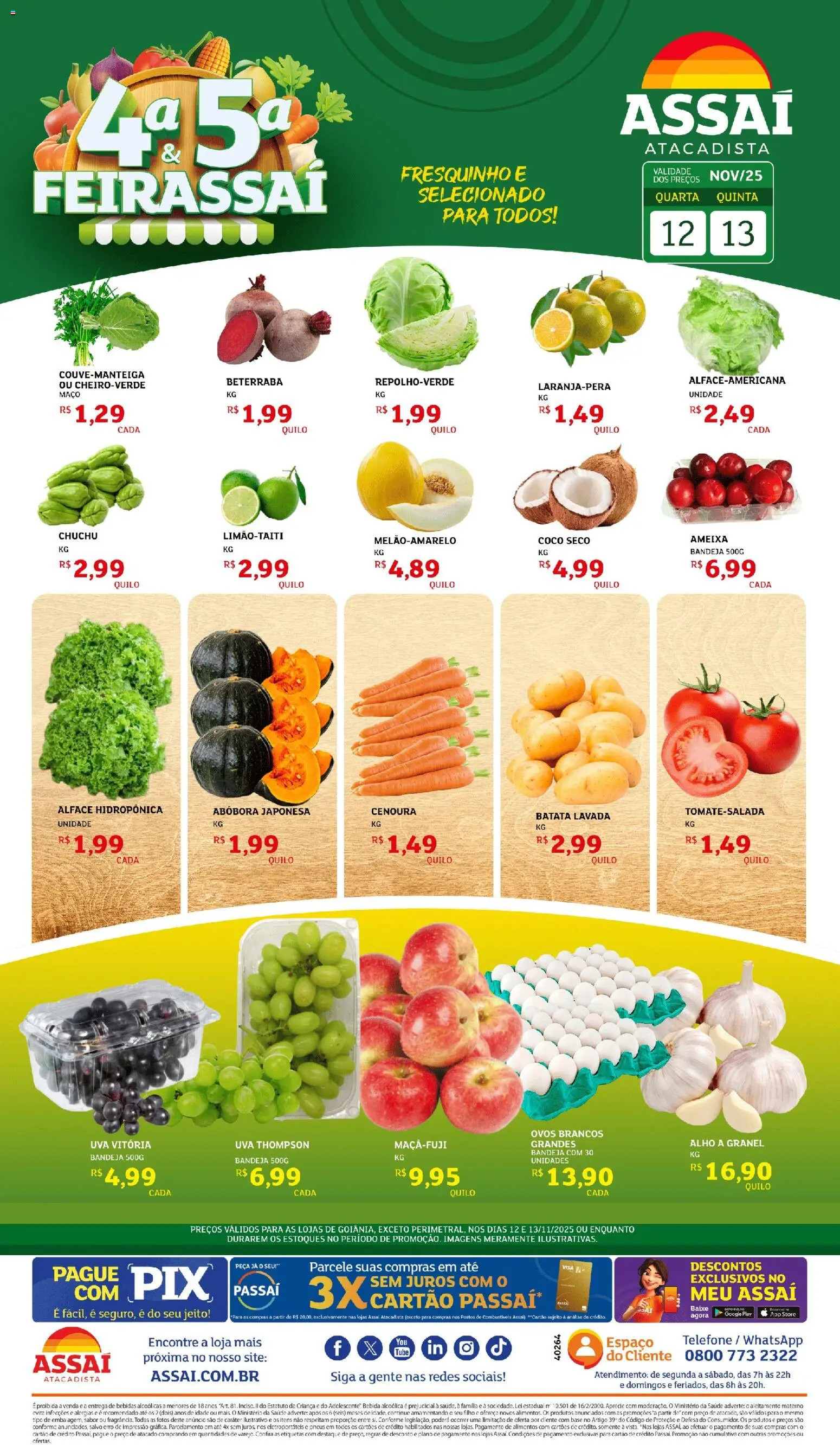 Assaí Atacadista Folheto - válido de 12.11.2025 | Página: 1 | Produtos: Abóbora, Base, Bandeja, Ameixa