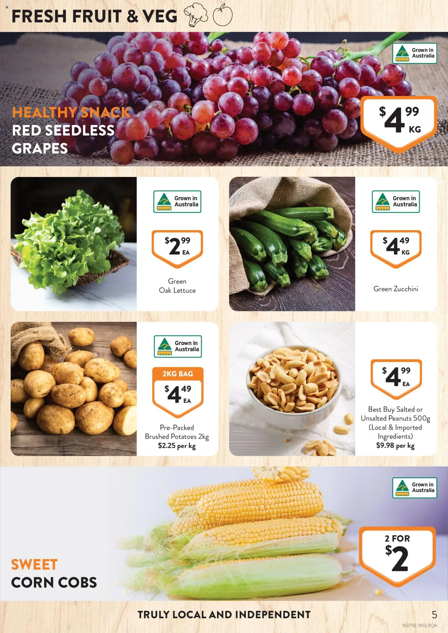 Foodworks catalogue - valid from 11.03.2026 | Page: 5 | Products: Lettuce, Peanuts, Grapes, Bag