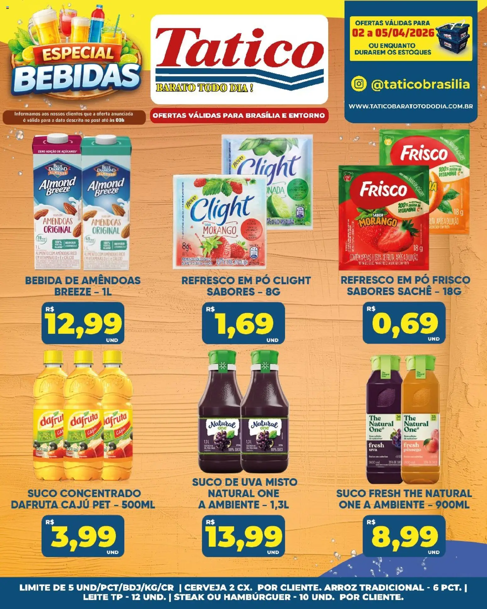 Tatico Folheto - válido de 06.04.2026 | Página: 44 | Produtos: Pêssego, Frisco, Cálcio, Hambúrguer