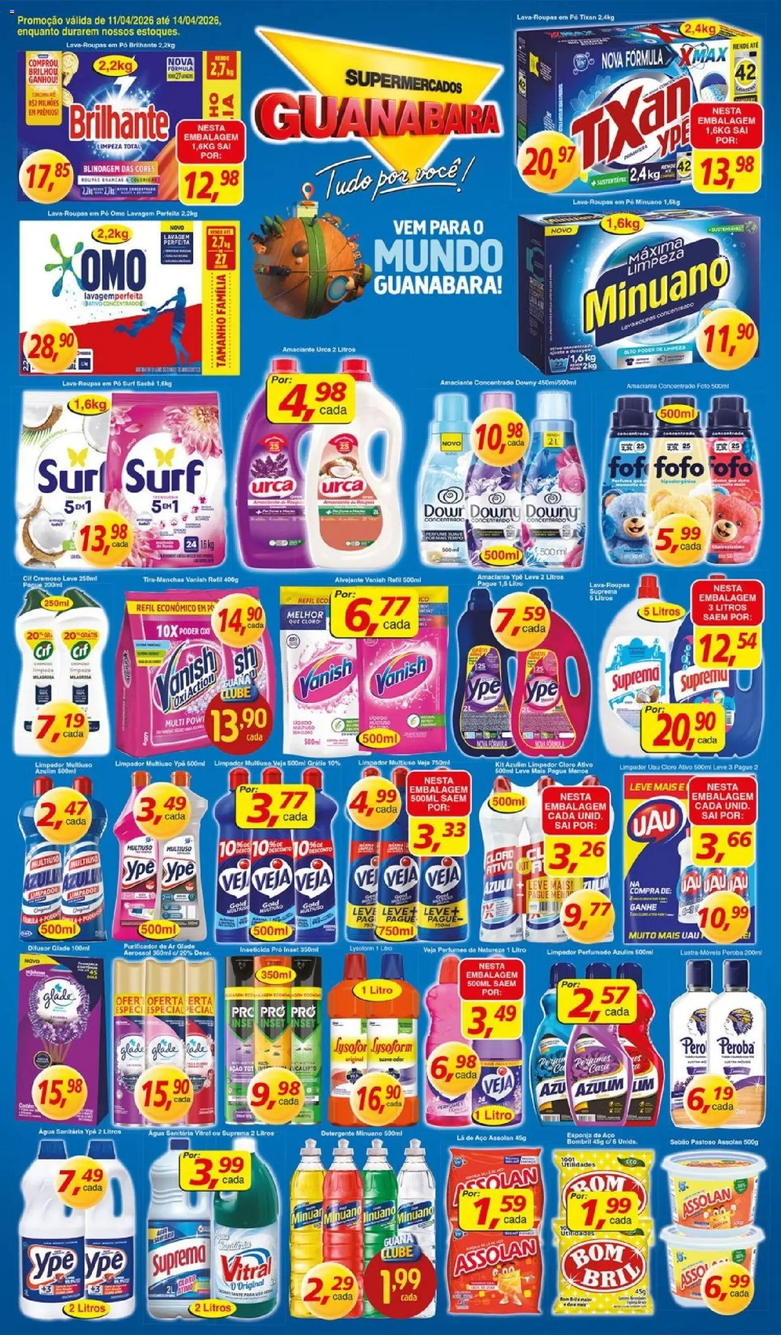 Supermercados Guanabara Folheto - válido de 11.04.2026 | Página: 11 | Produtos: Azulim, Sabão, Roupas, Amaciante