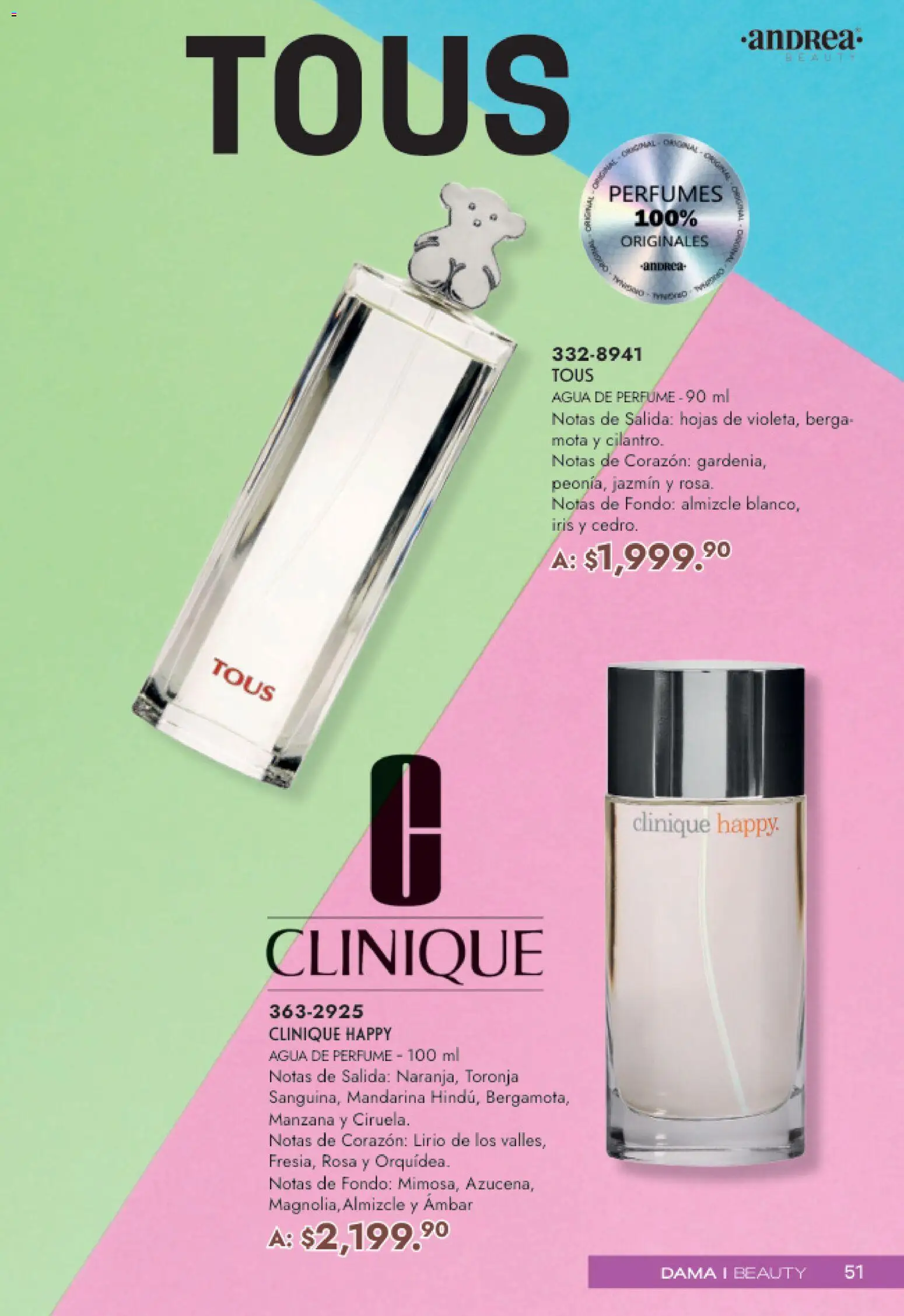 Nuevas ofertas de Andrea válidas en toda la República Mexicana desde el 19.04.2026. ¡Encuentra las mejores ofertas en Andrea catálogo Mamá y Peques! | Página: 51 | Productos: Manzana, Agua, Toronja, Perfume