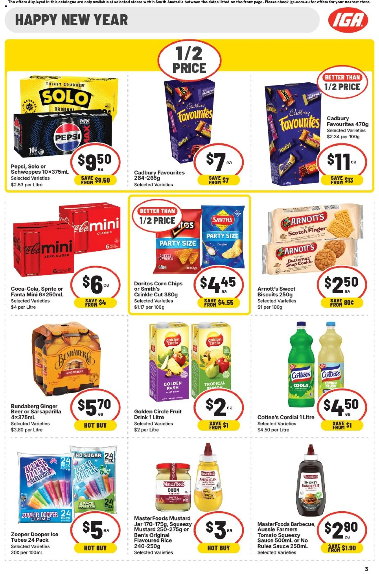 IGA catalogue - valid from 24.12.2025 | Page: 3 | Products: Milk, Chips, Biscuits, Sauce