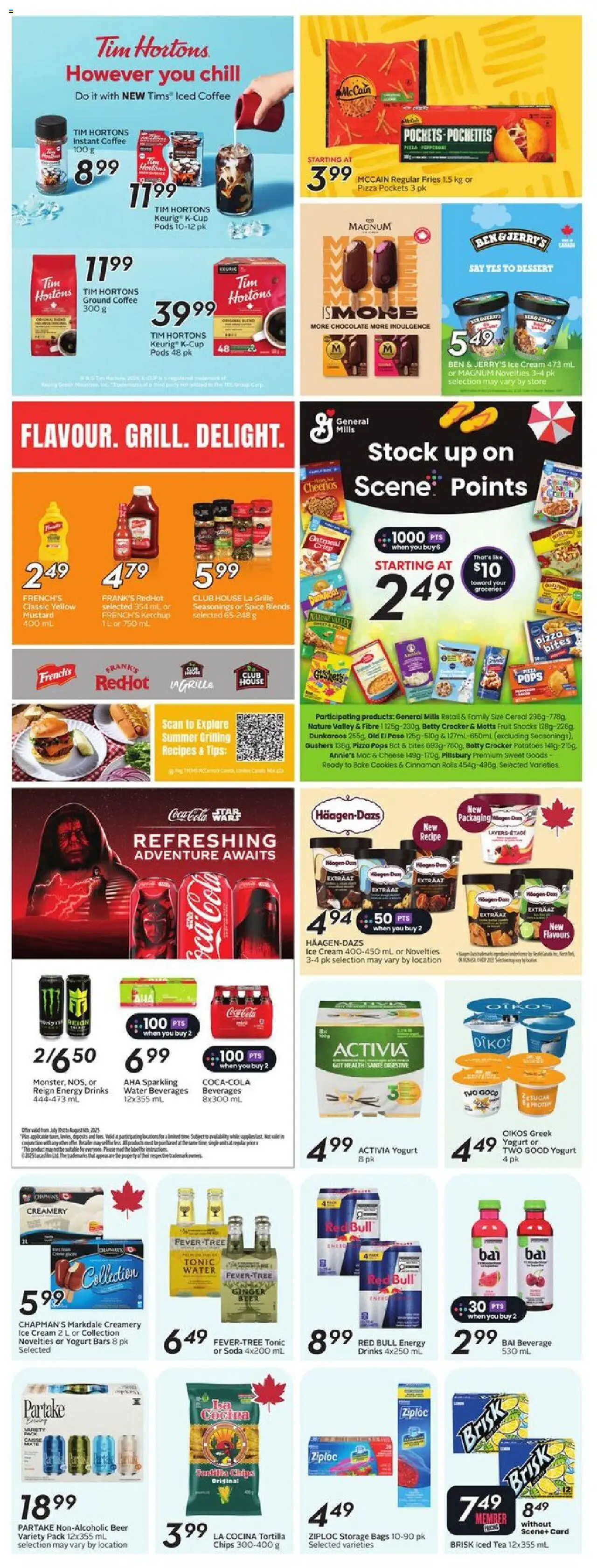 Sobeys flyer valid from 31.07.2025 | Page: 22 | Products: Chips, Cream, Yogurt, Pizza