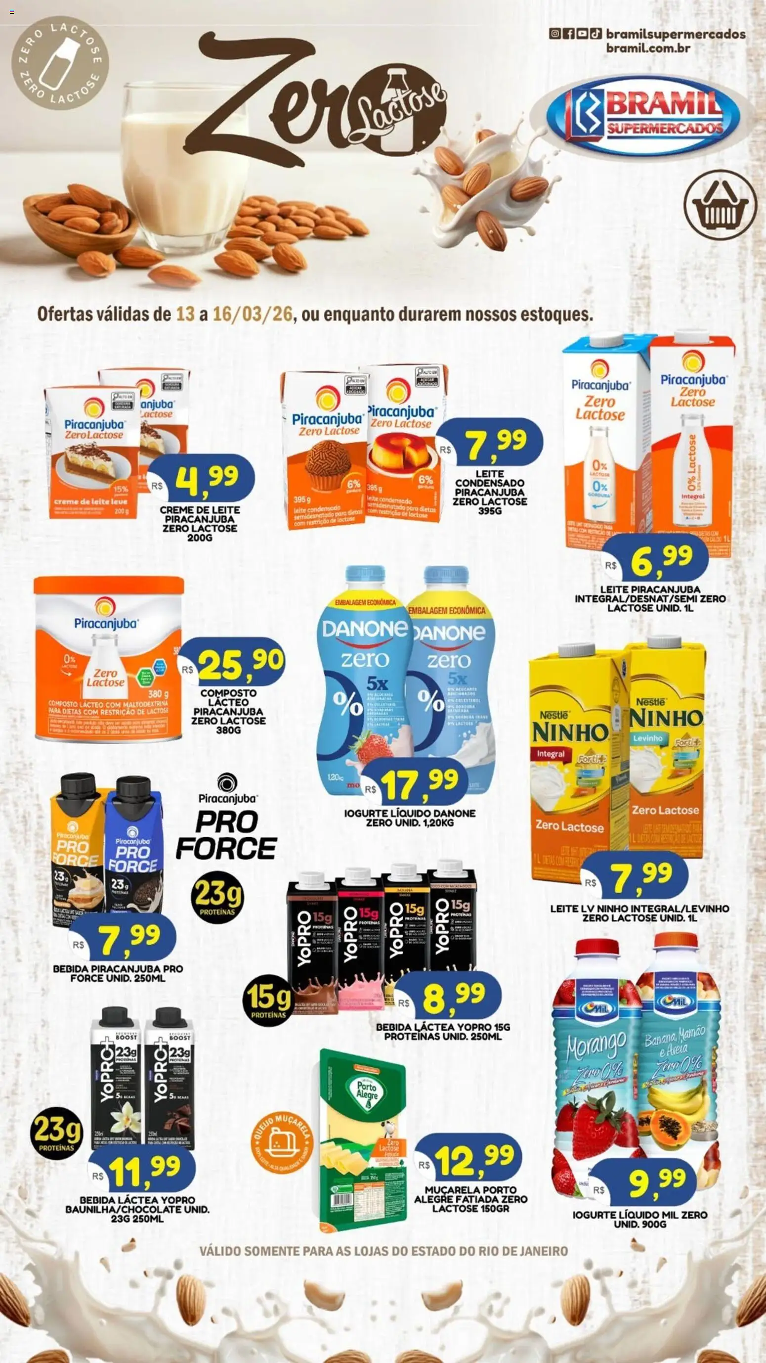 Bramil Supermercados Folheto - válido de 13.03.2026 | Página: 1 | Produtos: Iogurte, Muçarela, Mamão, Leite condensado