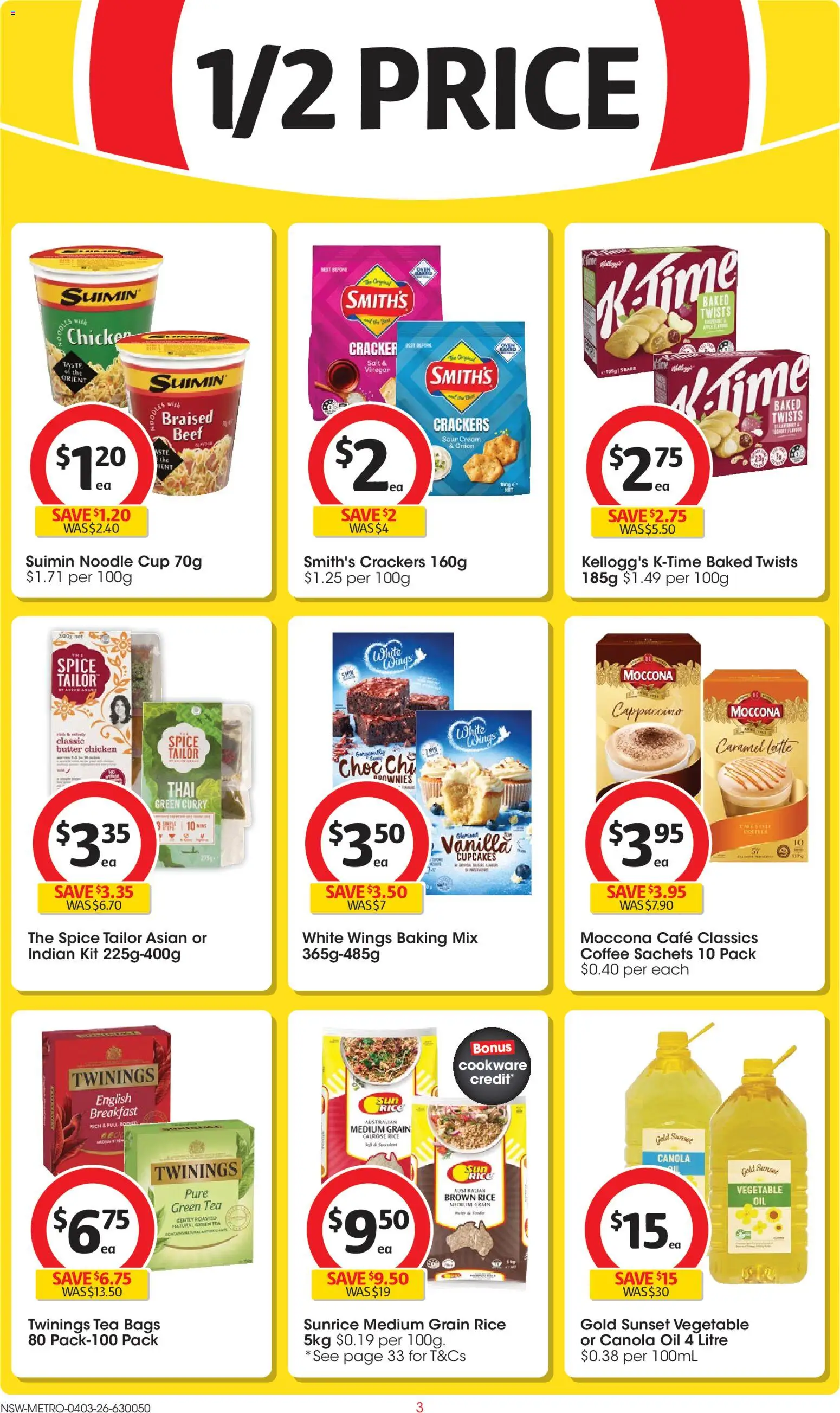 Coles catalogue - valid from 04.03.2026 | Page: 3 | Products: Rice, Tea, Sour cream, Beef