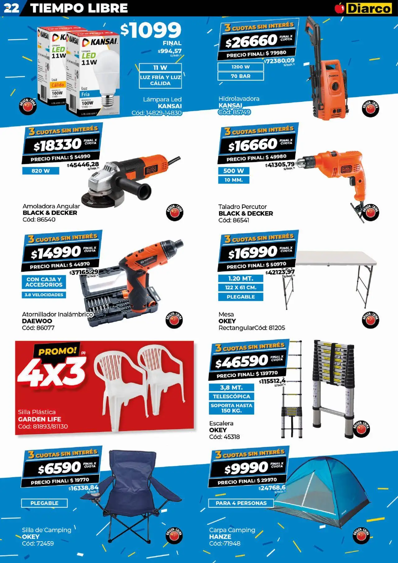 Diarco ofertas │ válido desde el 11.08.2025 | Página: 22 | Productos: Escalera, Mesa, Silla, Hidrolavadora