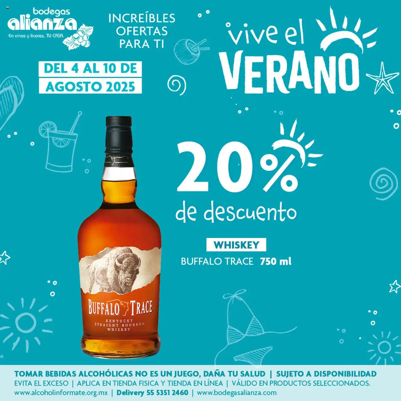 Nuevas ofertas de Bodegas Alianza válidas en toda la República Mexicana desde el 04.08.2025. ¡Encuentra las mejores ofertas en Bodegas Alianza - Catálogo Vive El Verano! | Página: 6 | Productos: Whiskey