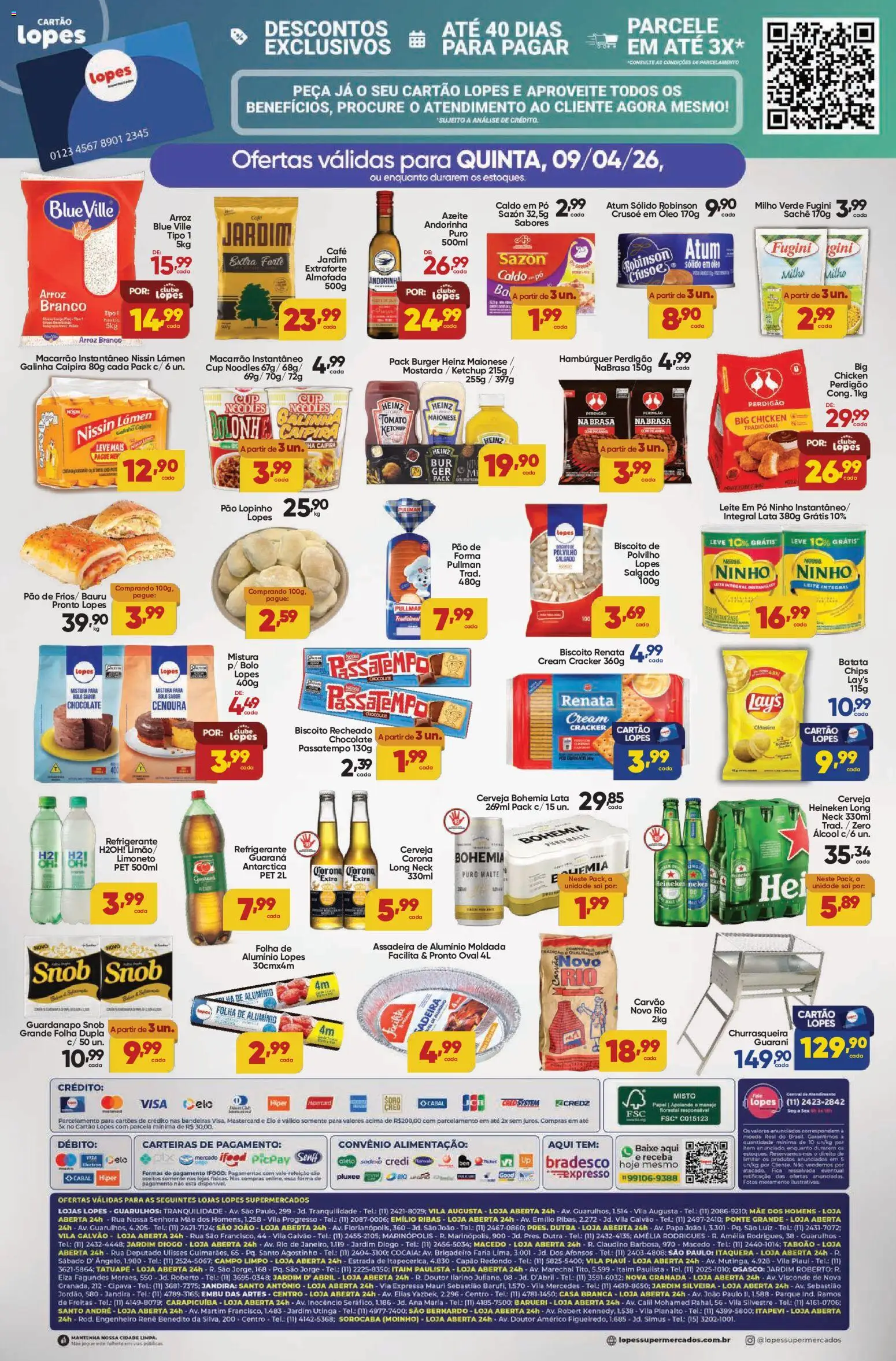 Lopes Supermercados Folheto - válido de 09.04.2026 | Página: 2 | Produtos: Polvilho, Café, Cerveja Heineken, Cream cracker