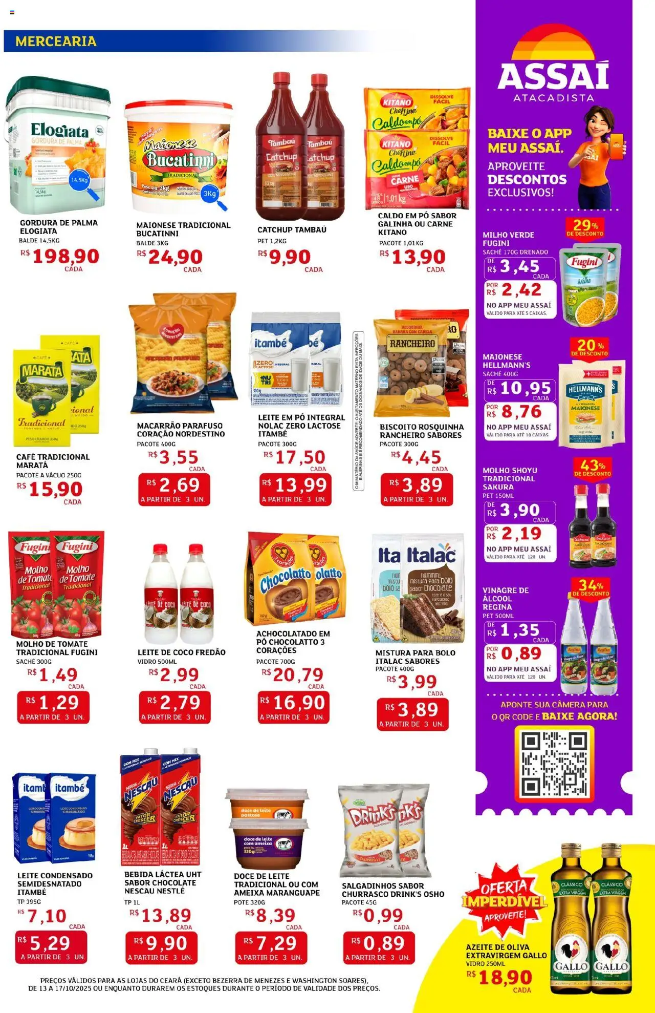 Assaí Atacadista Folheto - válido de 13.10.2025 | Página: 3 | Produtos: Pó, Vinagre, Maionese, Leite de coco