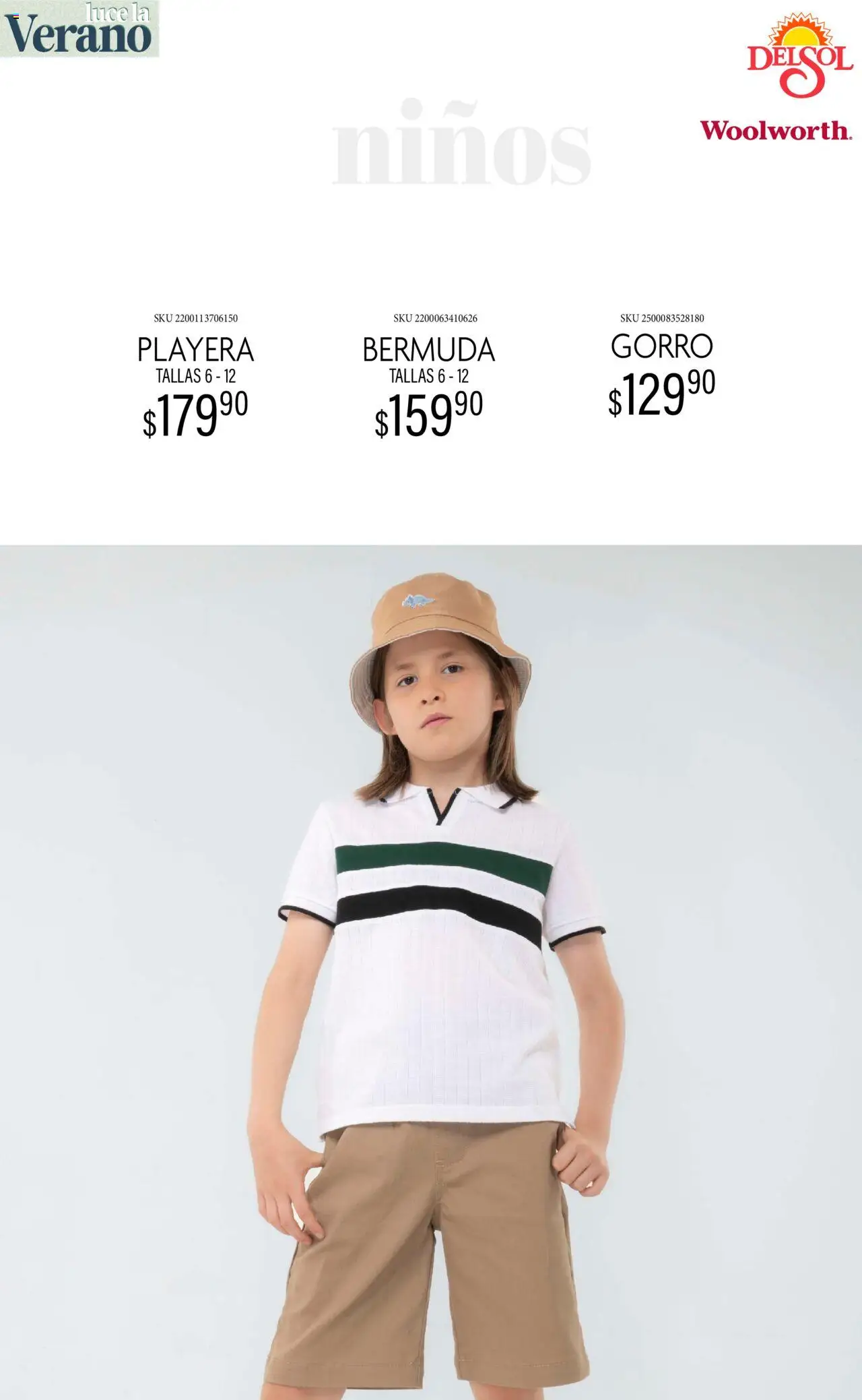 Nuevas ofertas de Del Sol y Woolworth válidas en toda la República Mexicana desde el 24.06.2025. ¡Encuentra las mejores ofertas en Del Sol y Woolworth catálogo Luce El Verano! | Página: 31 | Productos: Playera, Bermuda