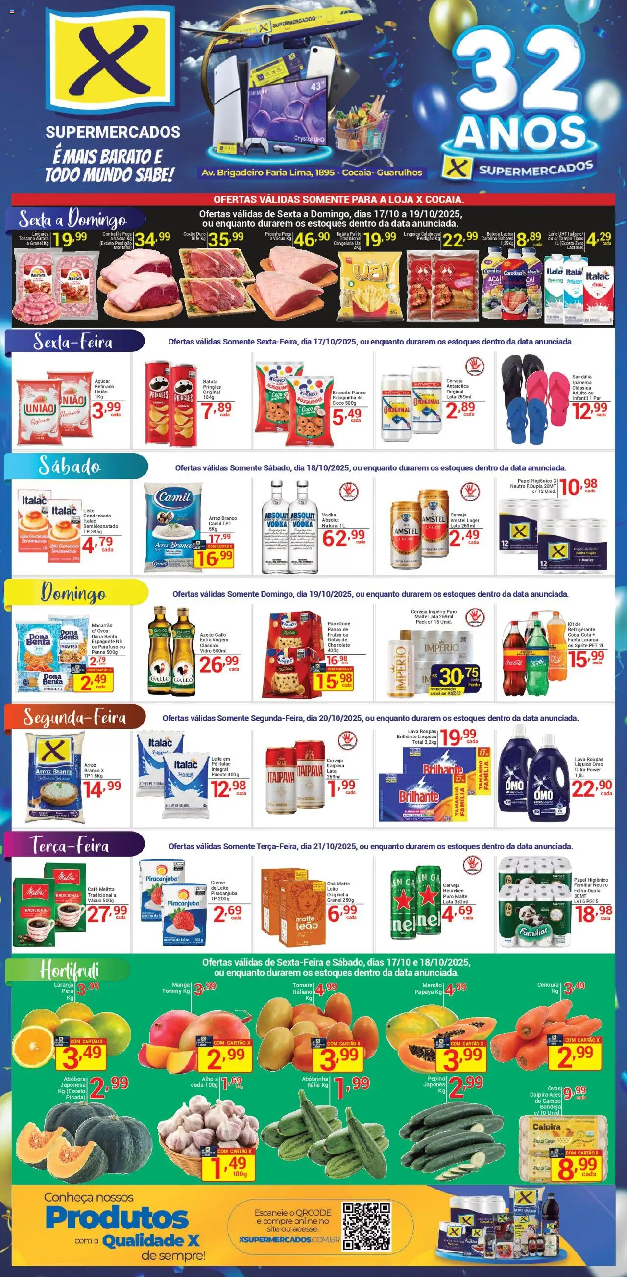 X Supermercados Folheto - válido de 17.10.2025 | Página: 1 | Produtos: Panettone, Ovos, Café, Creme