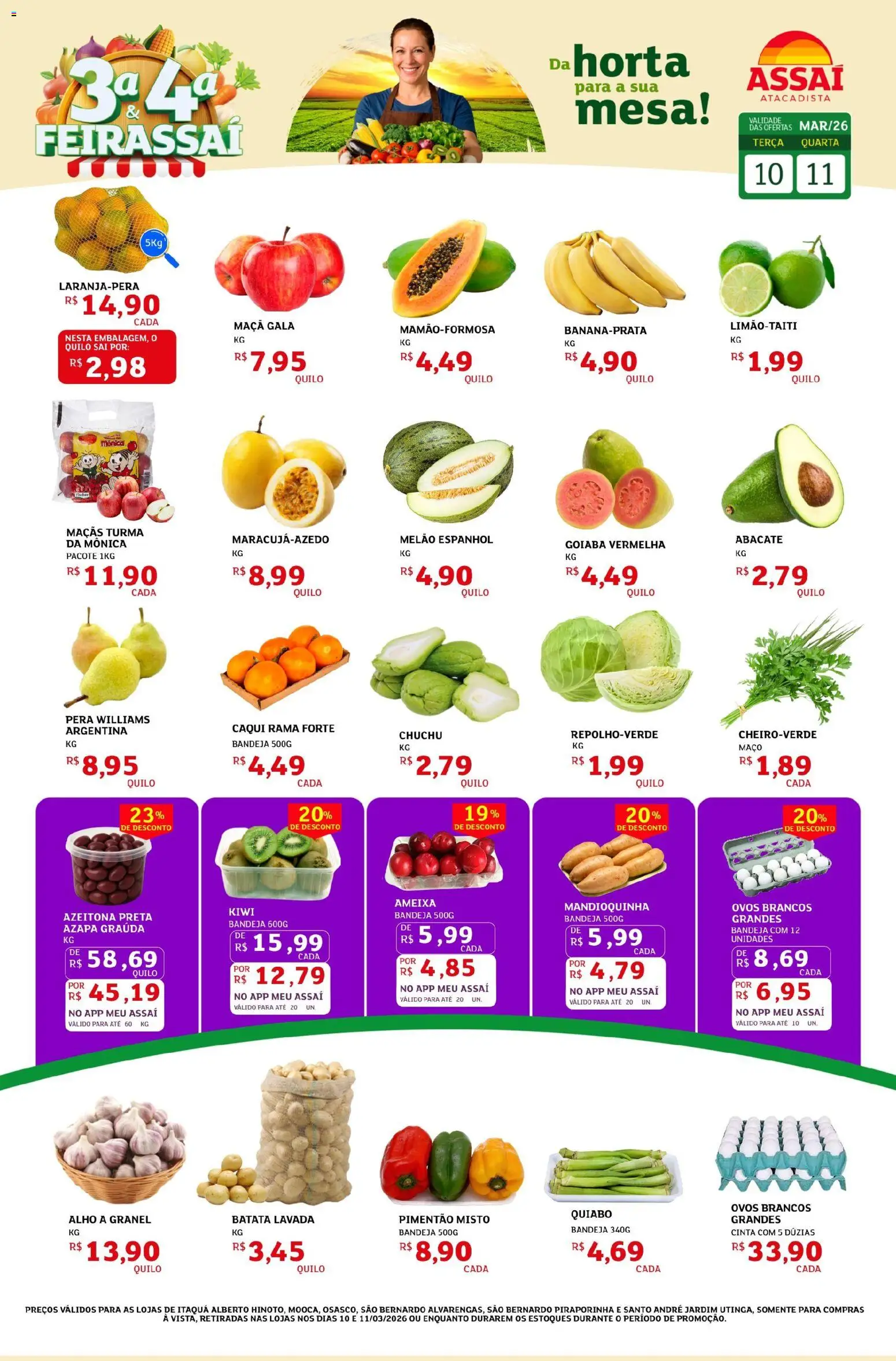 Assaí Atacadista Folheto - válido de 10.03.2026 | Página: 1 | Produtos: Goiaba, Melão, Maçãs, Batata