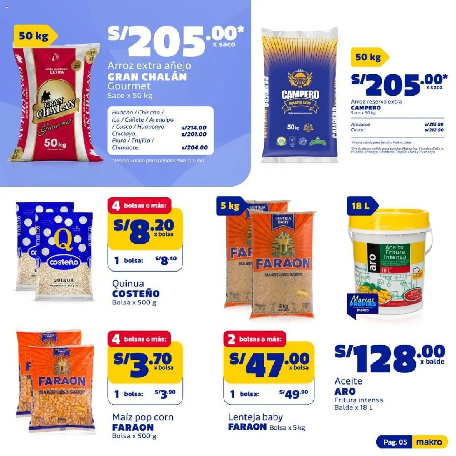 Catálogo Makro válido desde 02.01.2026 | Página: 5 | Productos: Aceite, Arroz, Saco, Bolsa