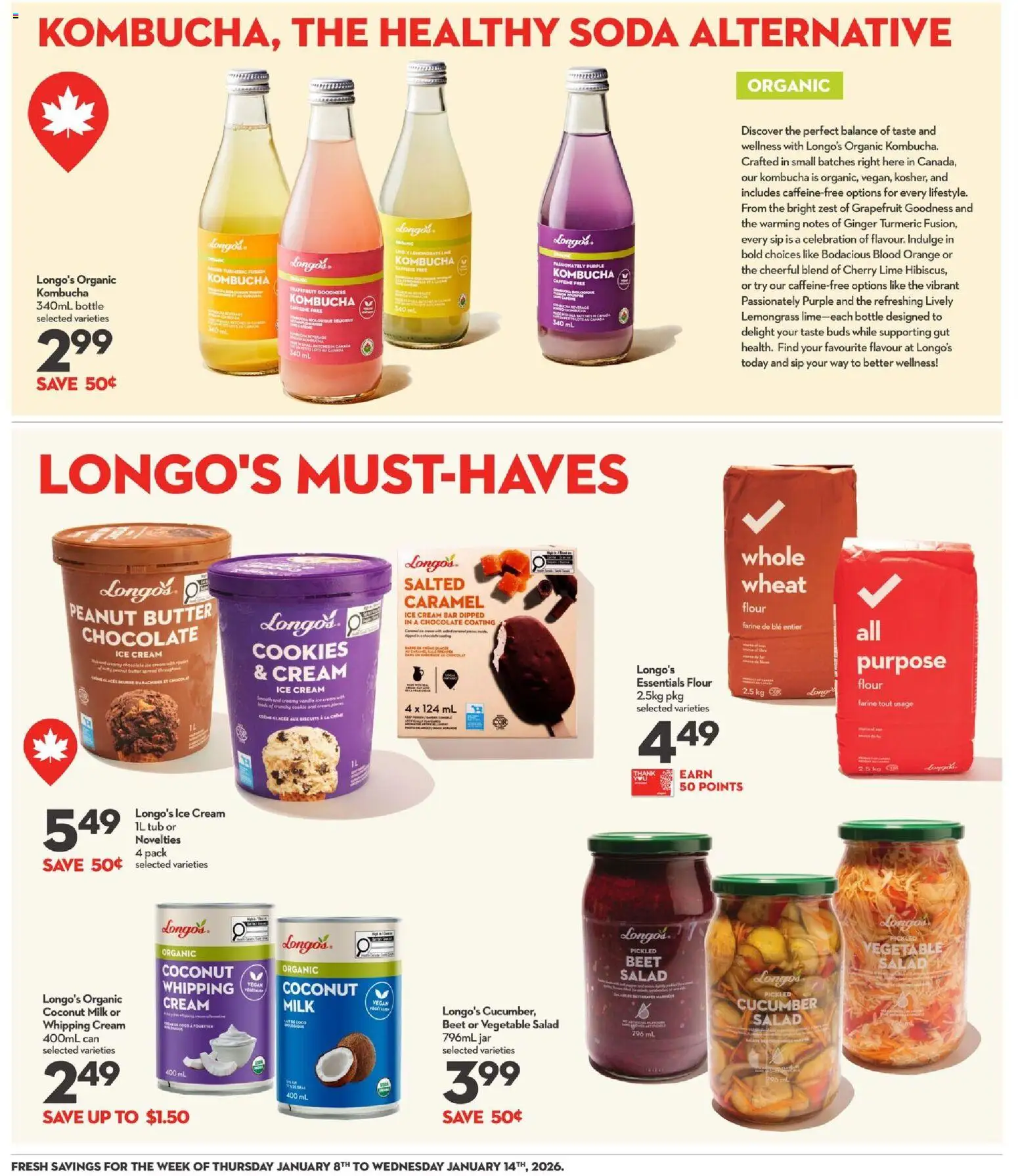 Longo's flyer valid from 08.01.2026 | Page: 10 | Products: Cookies, Milk, Butter, Chocolate