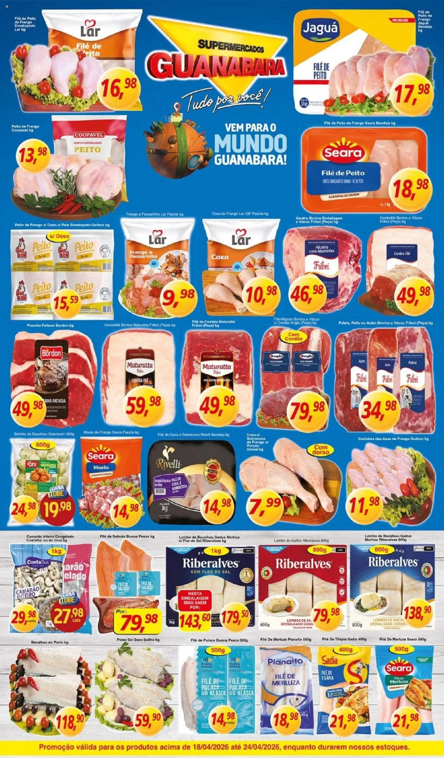 Supermercados Guanabara Folheto - válido de 18.04.2026 | Página: 7 | Produtos: Picanha fatiada bordon, Bacalhau, Maminha, Moela