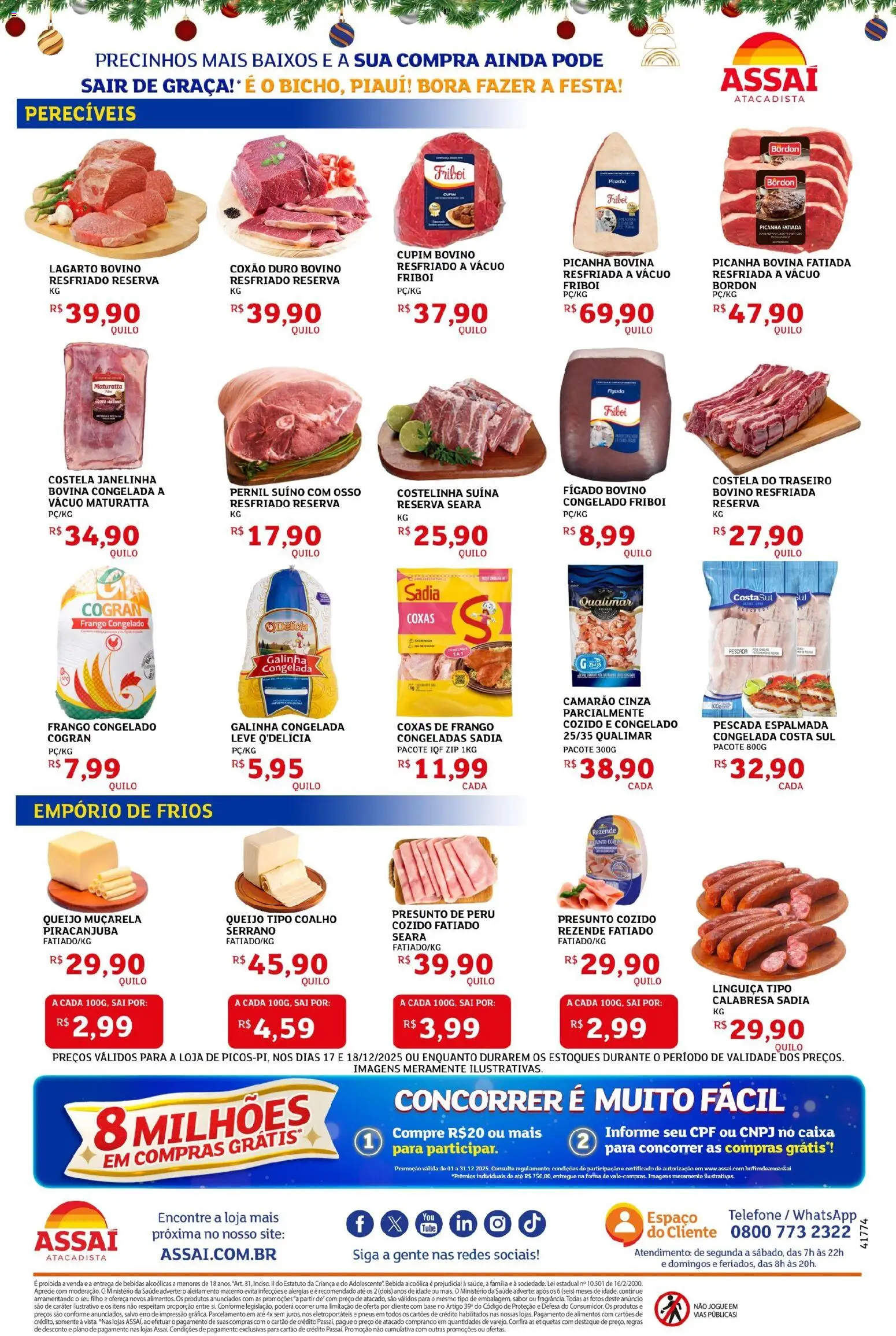 Assaí Atacadista Folheto - válido de 17.12.2025 | Página: 2 | Produtos: Muçarela, Base, Bebida, Telefone