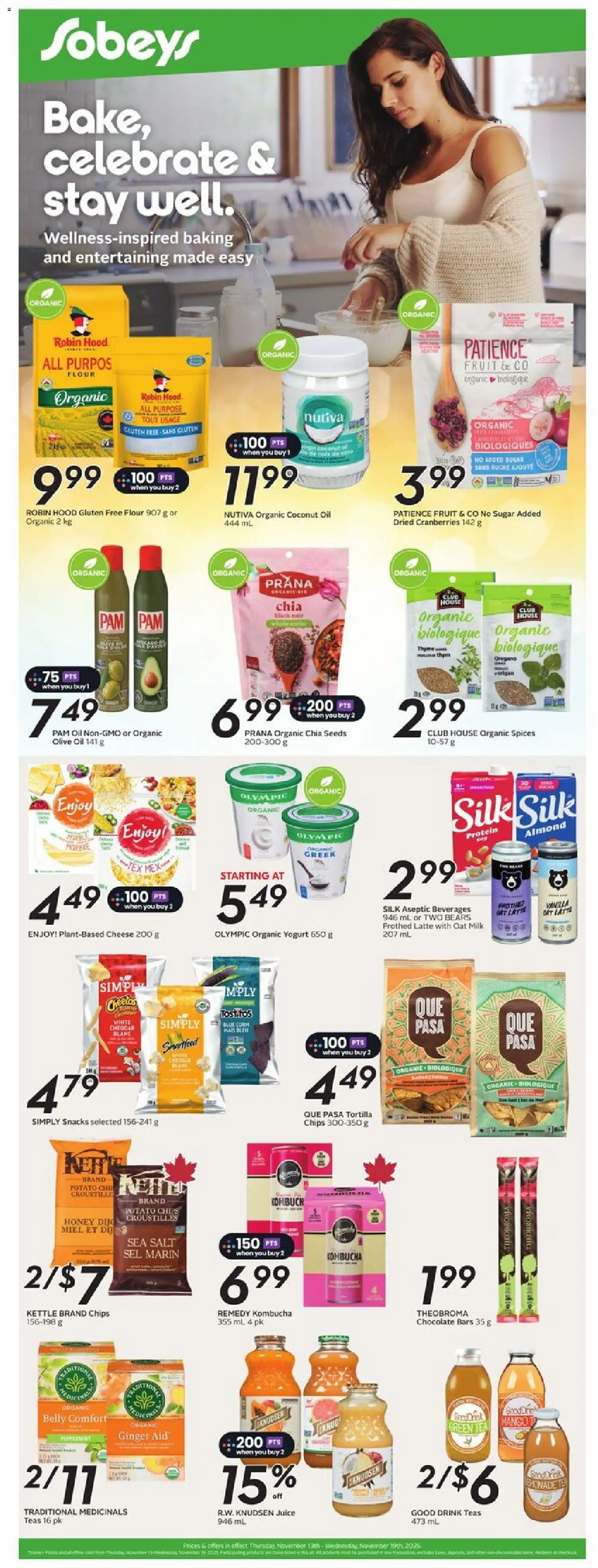 Sobeys flyer valid from 13.11.2025 | Page: 21 | Products: Kettle, Milk, Oil, Juice