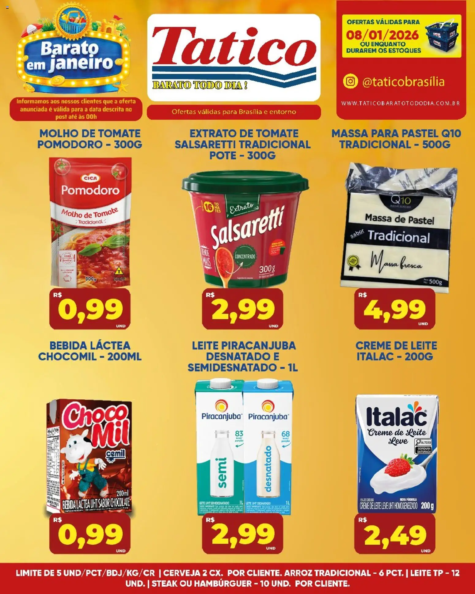 Tatico Folheto - válido de 09.01.2026 | Página: 19 | Produtos: Molho de tomate, Cerveja, Massa, Hambúrguer