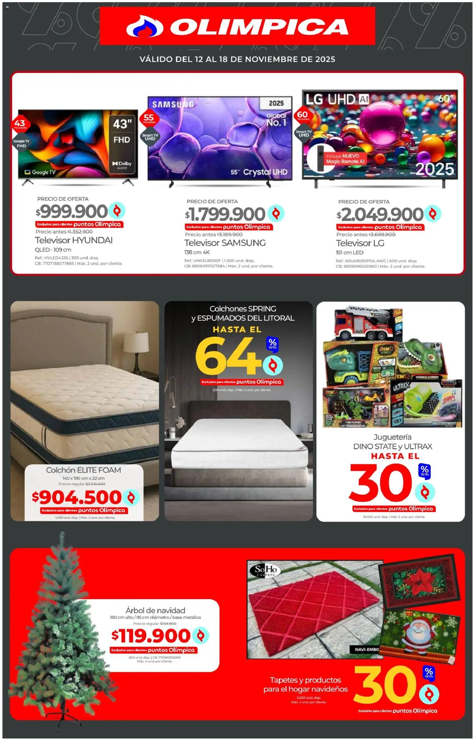 Olímpica revista - valida desde el 12.11.2025 | Página: 8 | Productos: Televisor, Audio, Colchón