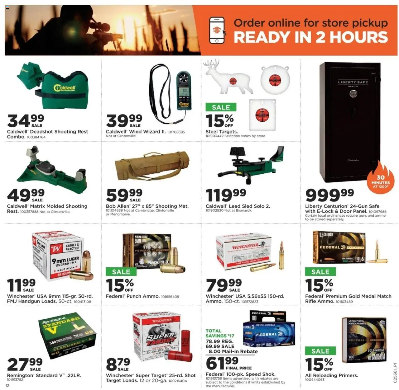 Mills Fleet Farm Weekly Ad - valid from 04.09.2025 | Page: 14 | Products: Safe, Ammo, Handgun, Rifle