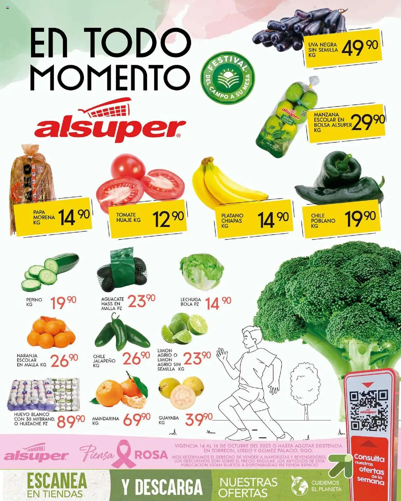 Nuevas ofertas de Alsuper válidas en toda la República Mexicana desde el 14.10.2025. ¡Encuentra las mejores ofertas en Alsuper - Folleto Laguna! | Página: 1 | Productos: Plátano, Papa, Bolsa, Aguacate