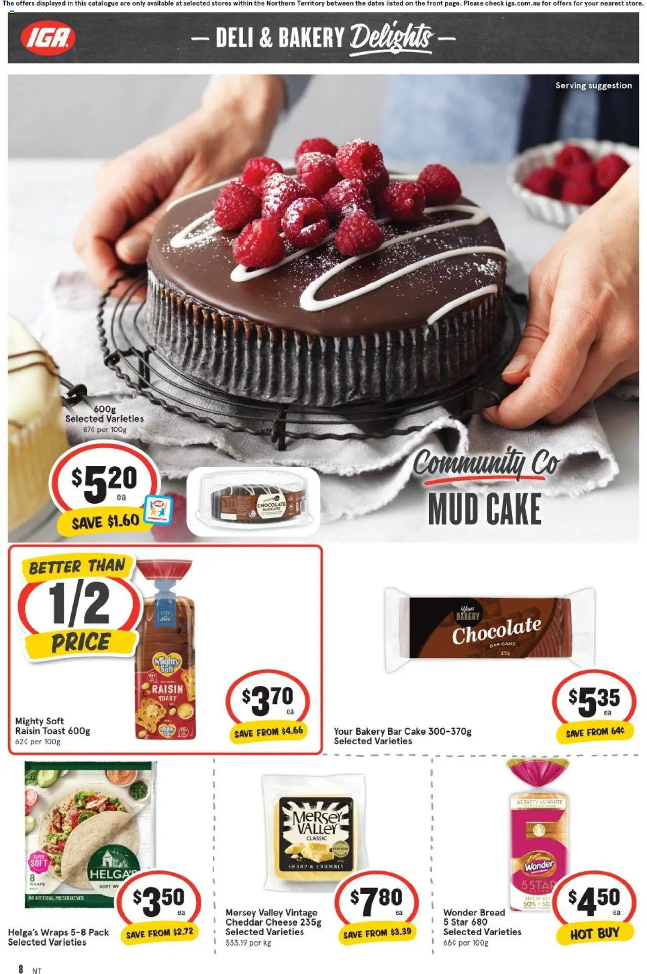 IGA catalogue - valid from 06.08.2025 | Page: 8 | Products: Cheese, Bread, Chocolate, Bakery