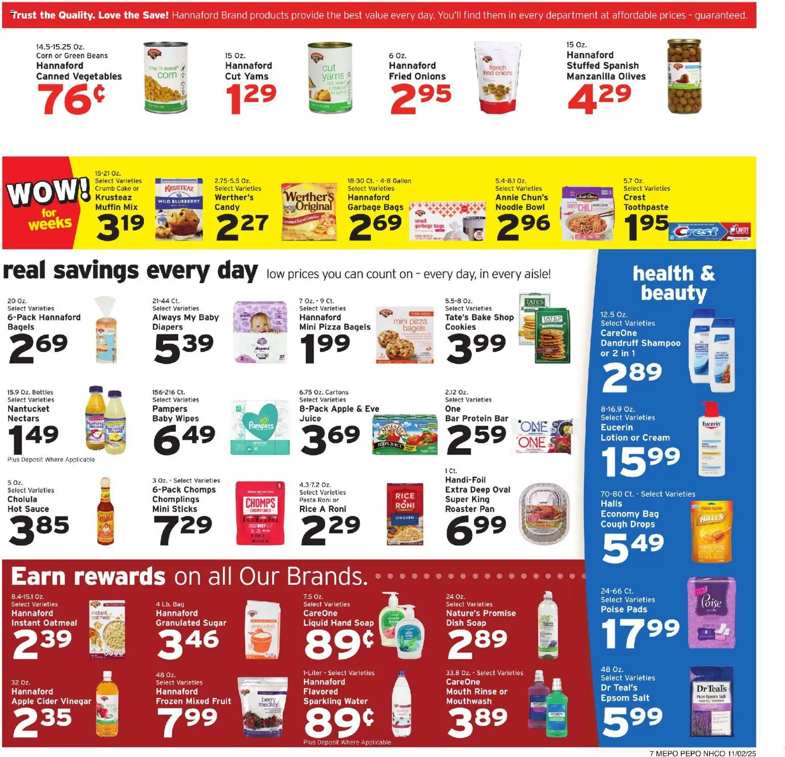 Hannaford Weekly Ad - valid from 02.11.2025 | Page: 11 | Products: Apple Cider Vinegar, Pizza, Pads, Muffin
