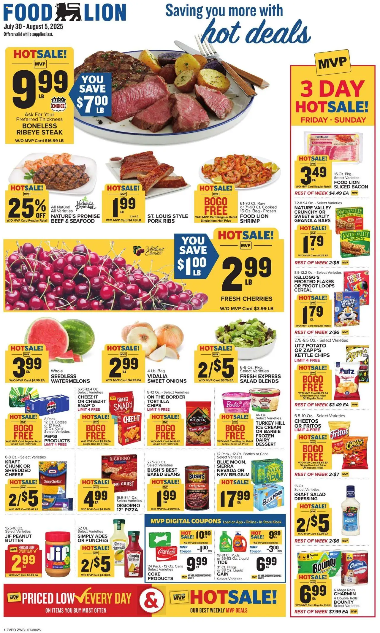 Food Lion Weekly - VA - valid from 30.07.2025 | Page: 1 | Products: Pizza, Pork, Cream, Salad