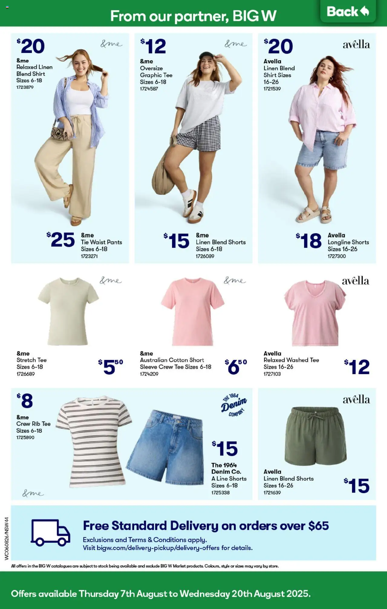 Woolworths catalogue - valid from 06.08.2025 | Page: 44 | Products: Denim, Linen, Shirt, Shorts