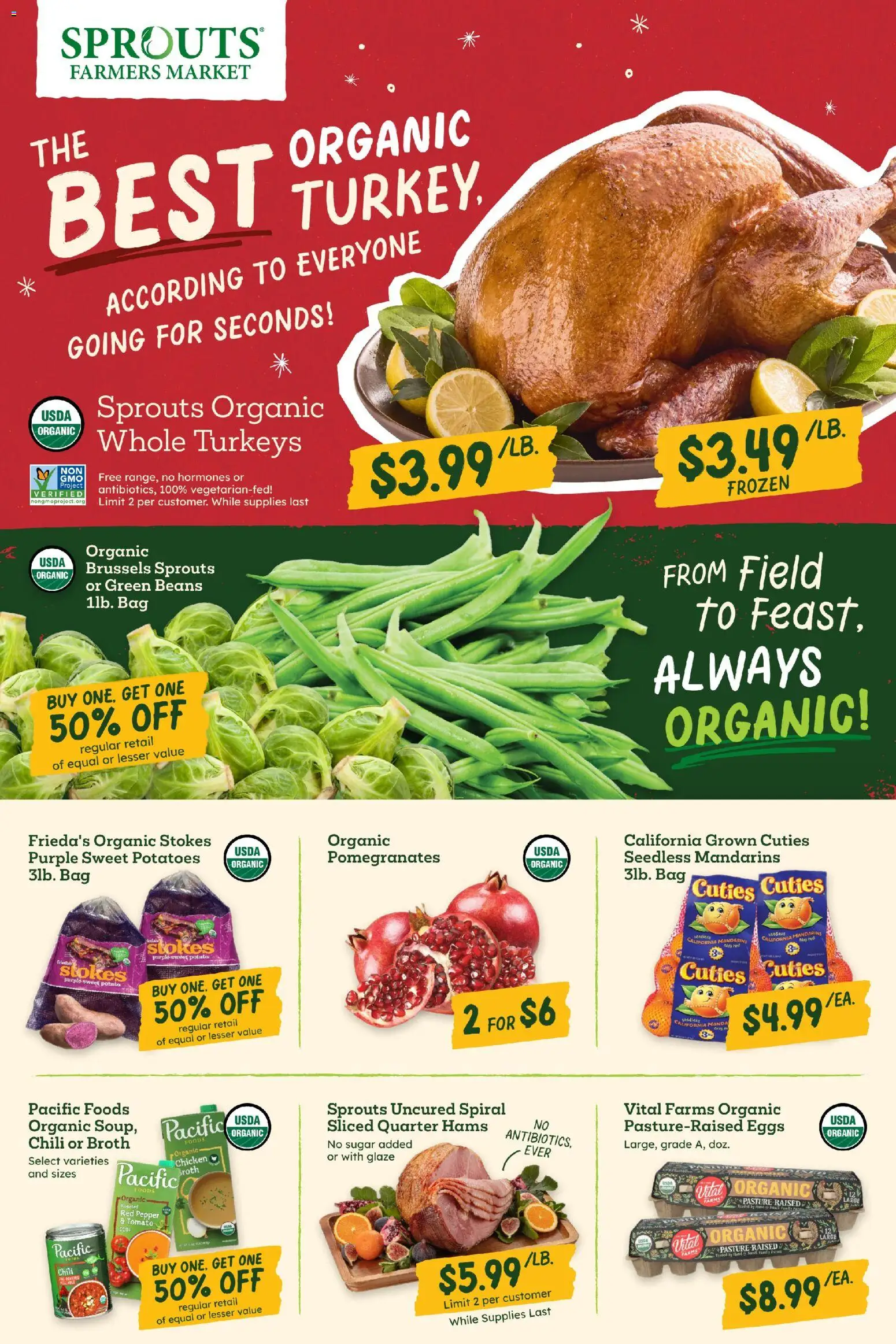 Sprouts Weekly Ad - valid from 19.11.2025 | Page: 2 | Products: Brussels Sprouts, Sugar, Pepper, Bag