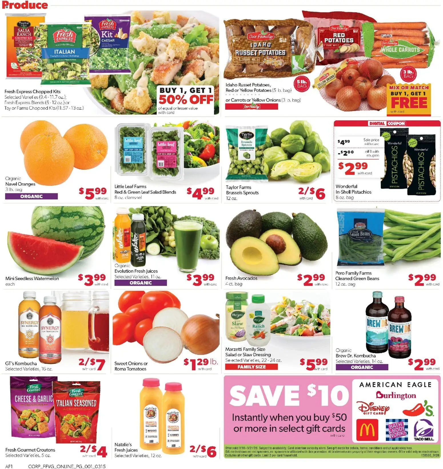 Family Fare Weekly Ad - MI - valid from 15.03.2026 | Page: 5 | Products: Brussels Sprouts, Cheese, Salad, Potatoes