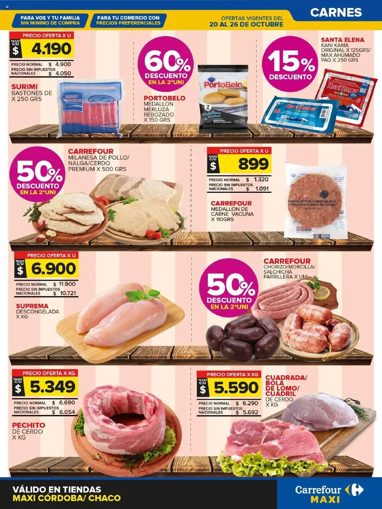Carrefour ofertas - Cordoba │ válido desde el 20.10.2025 | Página: 2 | Productos: Milanesa, Salchicha, Cerdo